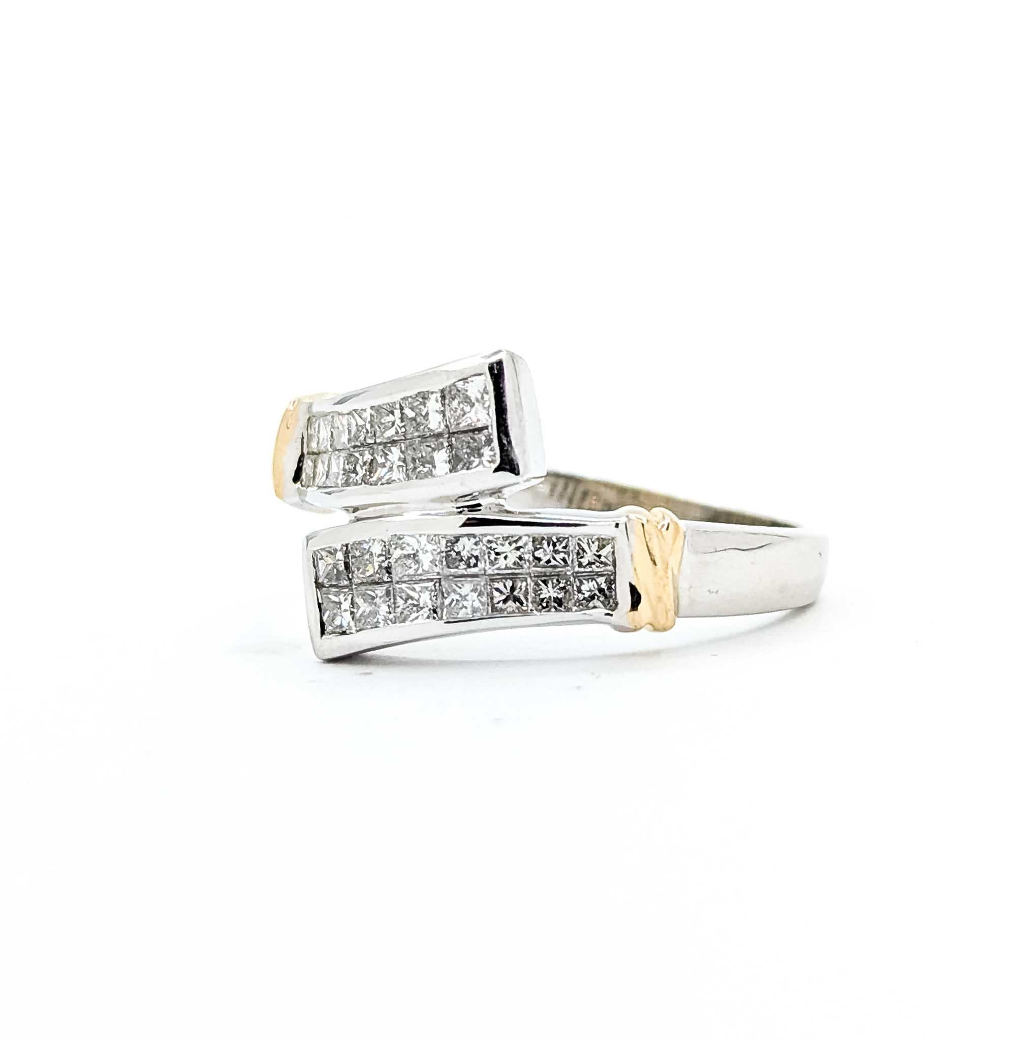 Diamond Crossover Ring in 14K Two-Tone Gold For Sale 5