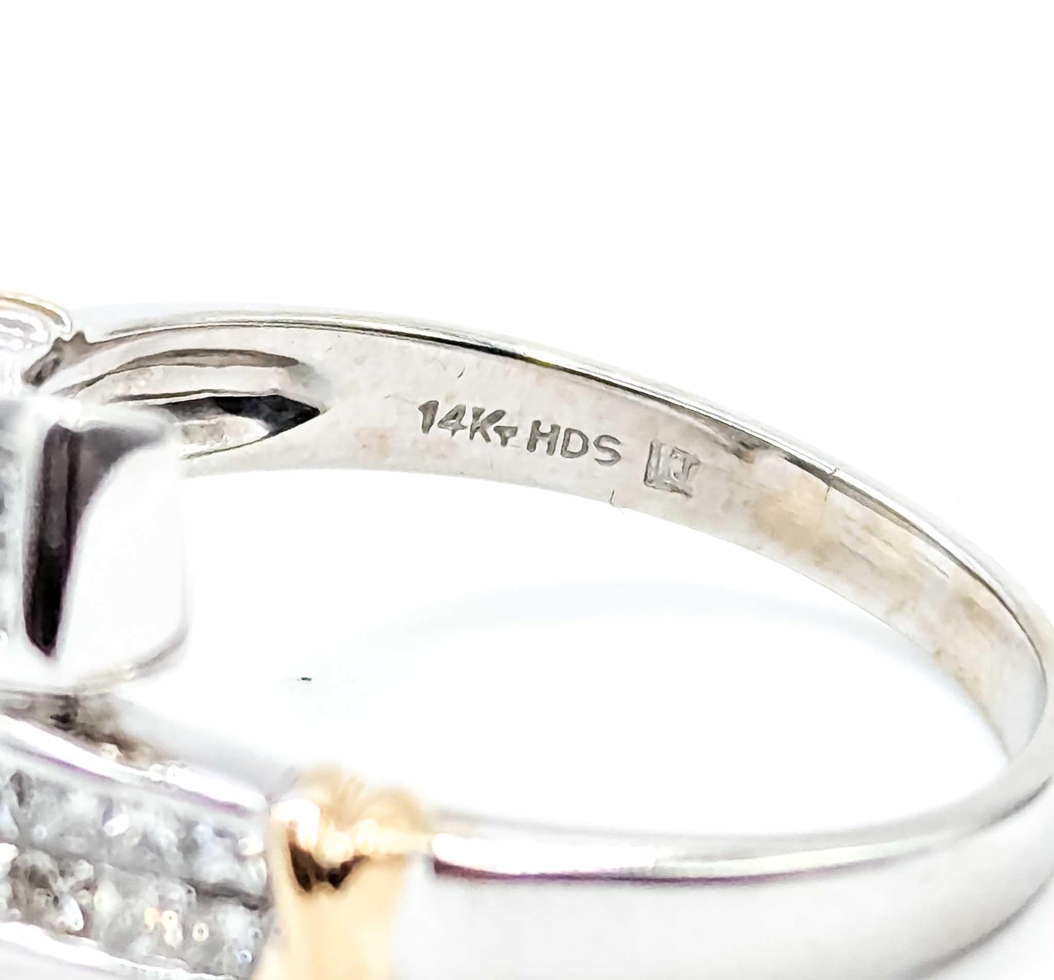 Diamond Crossover Ring in 14K Two-Tone Gold For Sale 2
