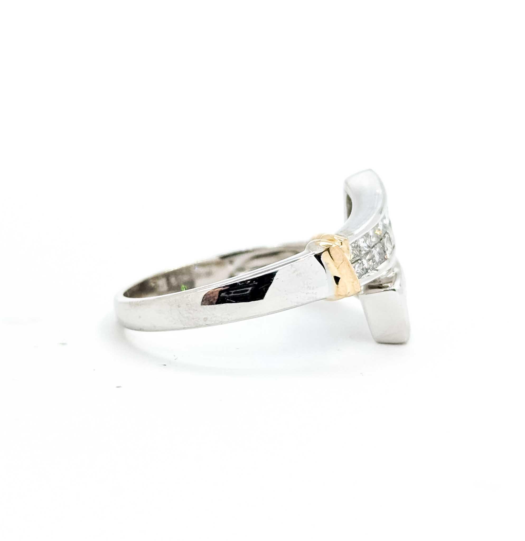 Diamond Crossover Ring in 14K Two-Tone Gold For Sale 3