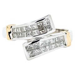 Anello Crossover con diamanti in oro bicolore 14K
