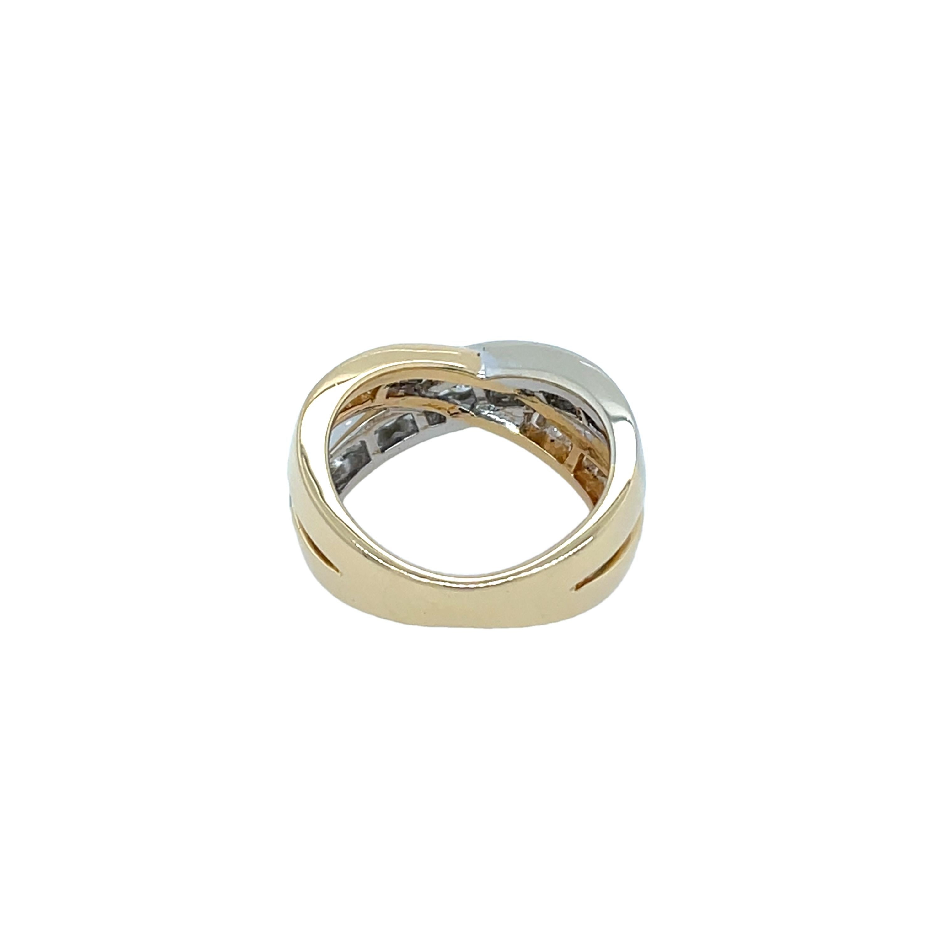 Femenino o masculino Anillo Cruzado De Diamantes Con 1.0ct Diamantes Naturales Engarzados En Oro De 14ct en venta
