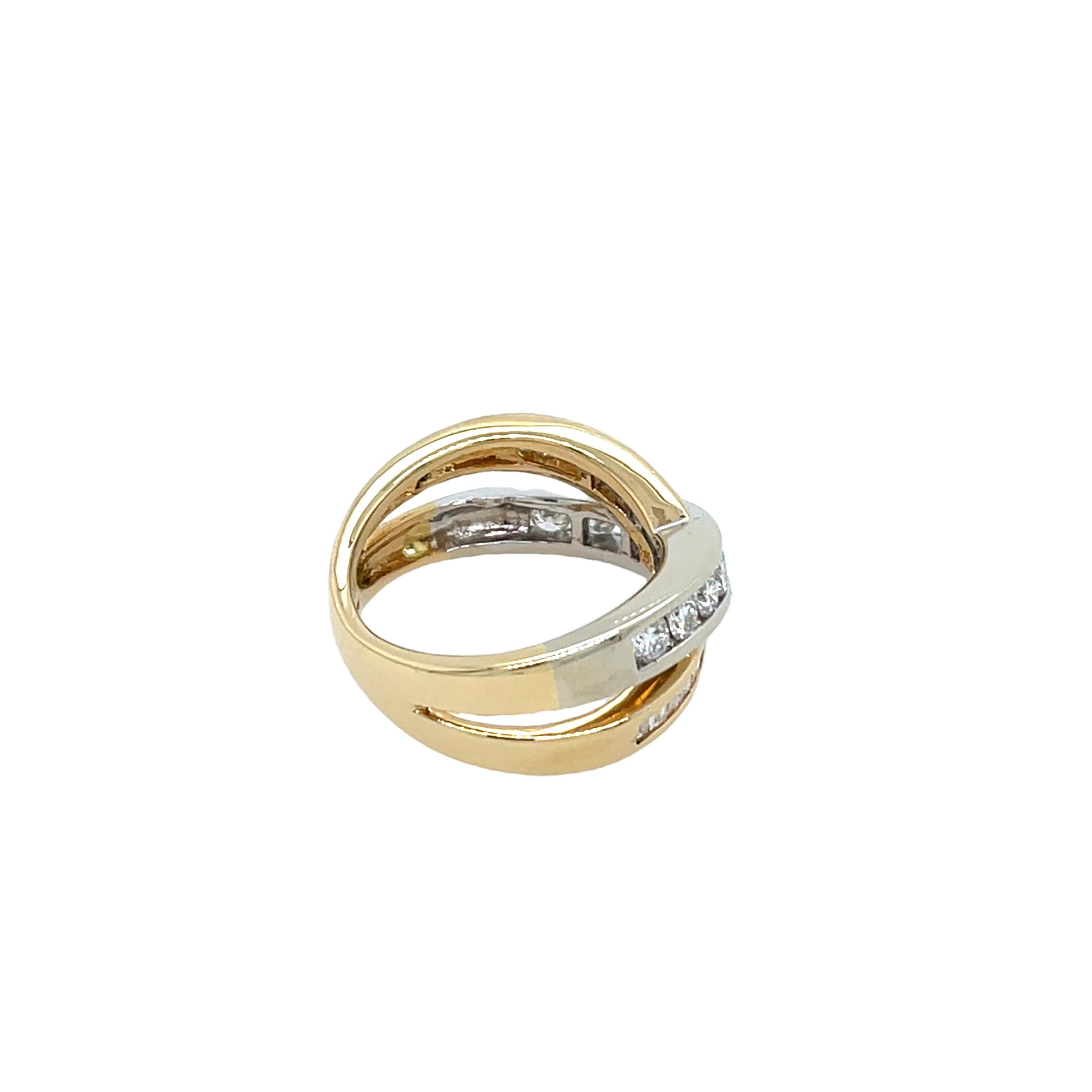 Anillo Cruzado De Diamantes Con 1.0ct Diamantes Naturales Engarzados En Oro De 14ct en venta 1