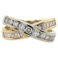 Diamond Crossover Ring Set With 1.0ct Natural Diamonds Set In 14ct Gold