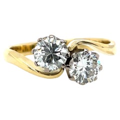 Bague croisée sertie de 2 diamants naturels, 1,55 carat au total