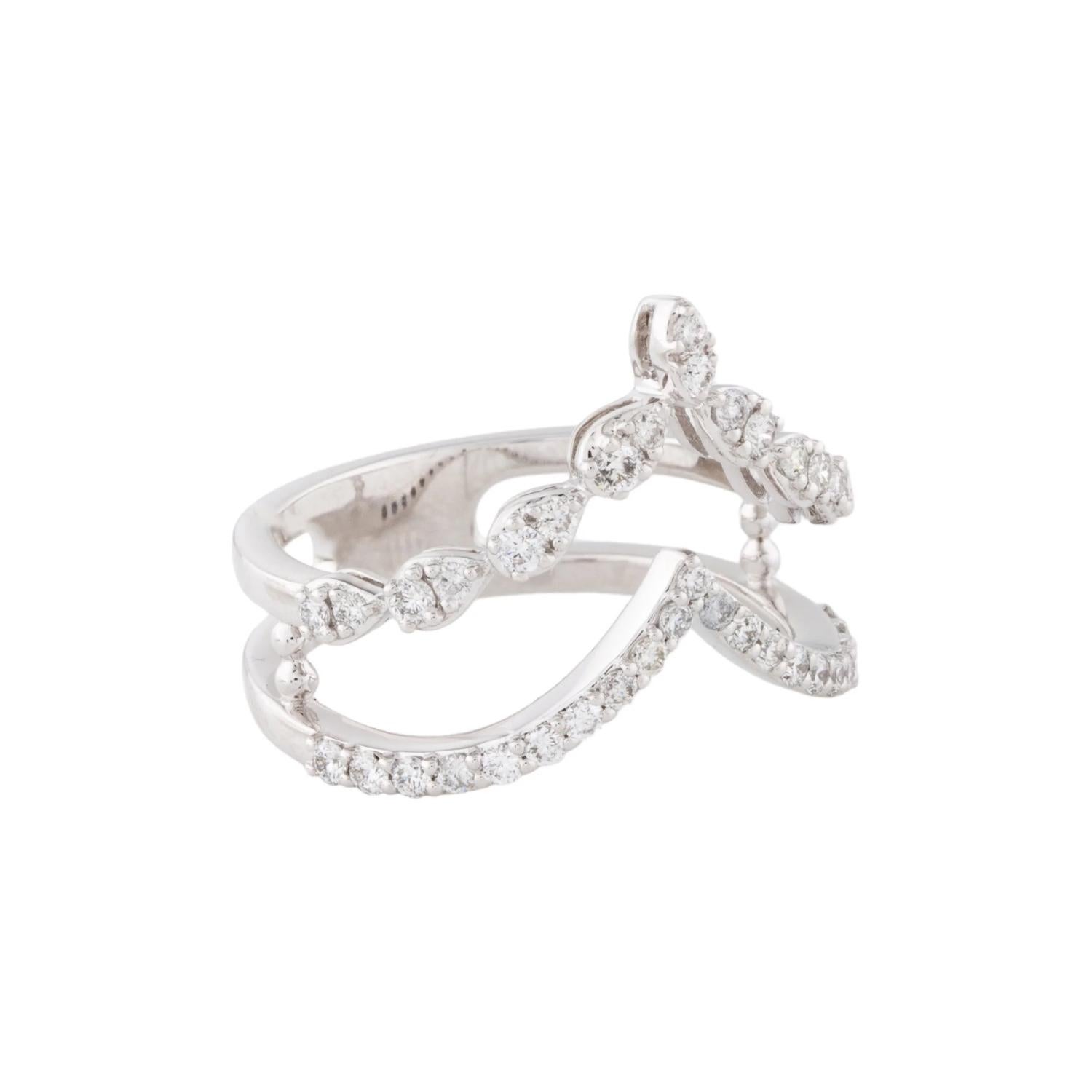 Contemporaneo Diamond Crown Fashion Ring 0.50 Carats in 14K White Gold in vendita