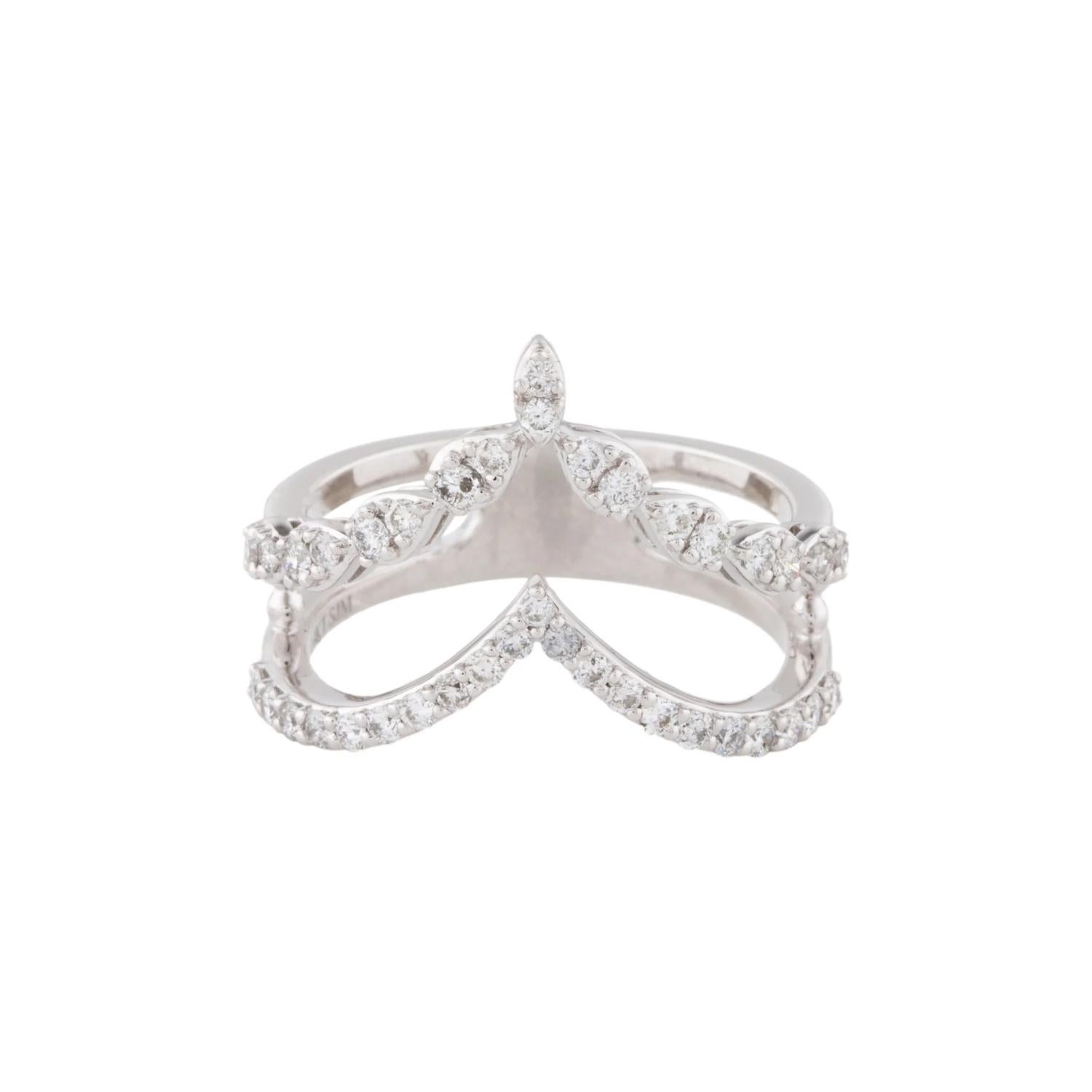 Taglio brillante Diamond Crown Fashion Ring 0.50 Carats in 14K White Gold in vendita