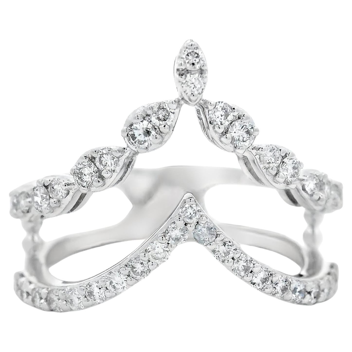 Diamond Crown Fashion Ring 0.50 Carats in 14K White Gold