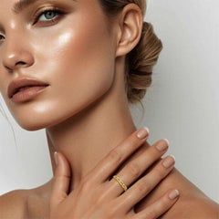 Diamond Crown Inspired 14K (or 18k upon request) Gold Beaded Band Ring