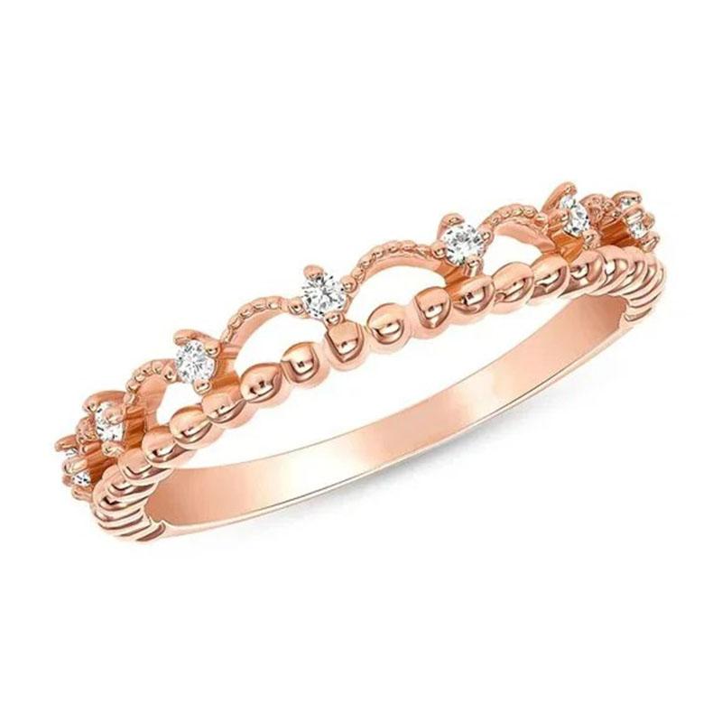 Im Angebot: Diamant Crown inspirierter 14K Gold Perlenring mit Krone inspiriert () 3