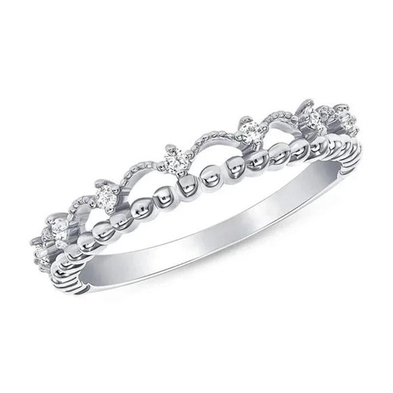 Im Angebot: Diamant Crown inspirierter 14K Gold Perlenring mit Krone inspiriert () 4