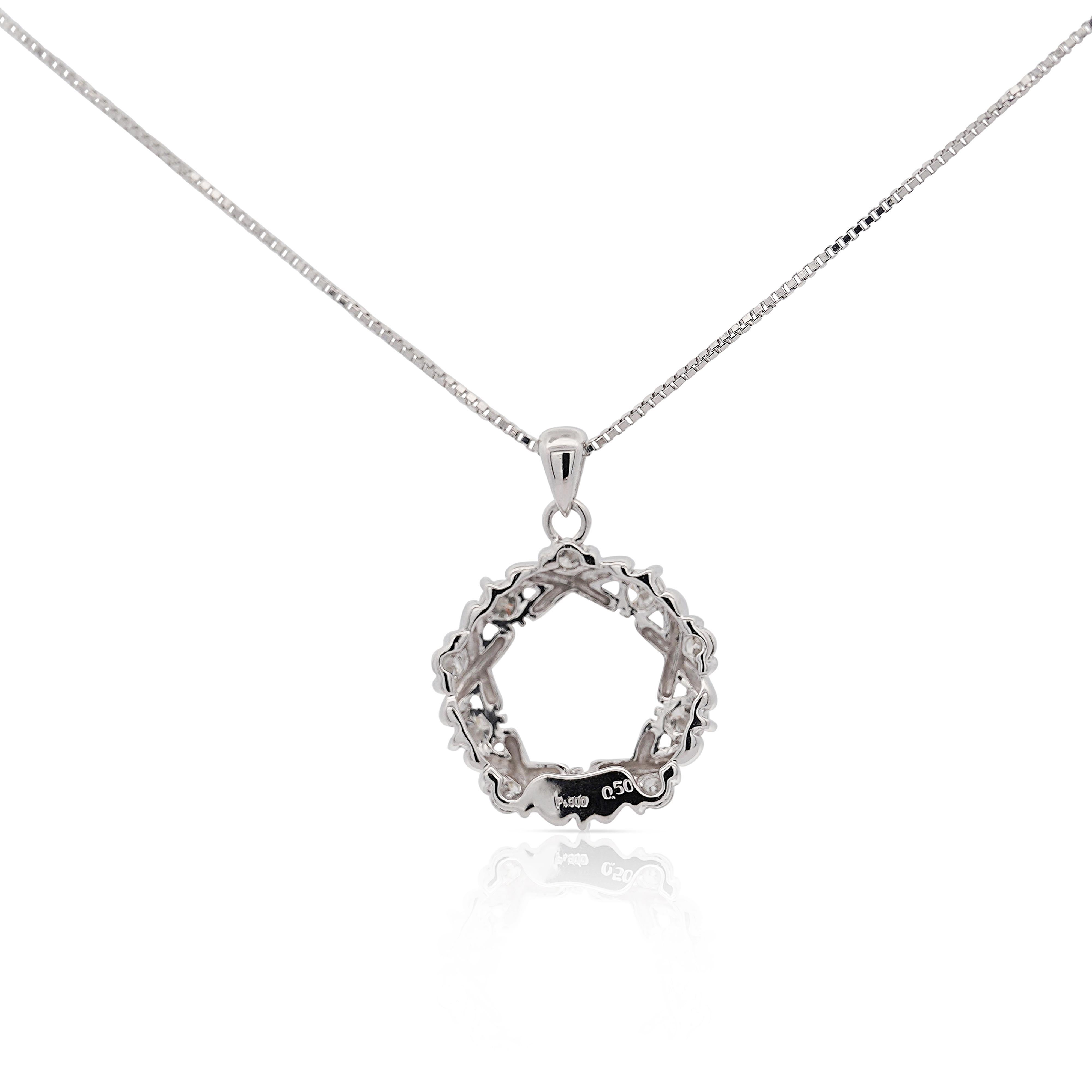Round Cut Diamond Crown of Thorns Platinum Pendant Necklace For Sale