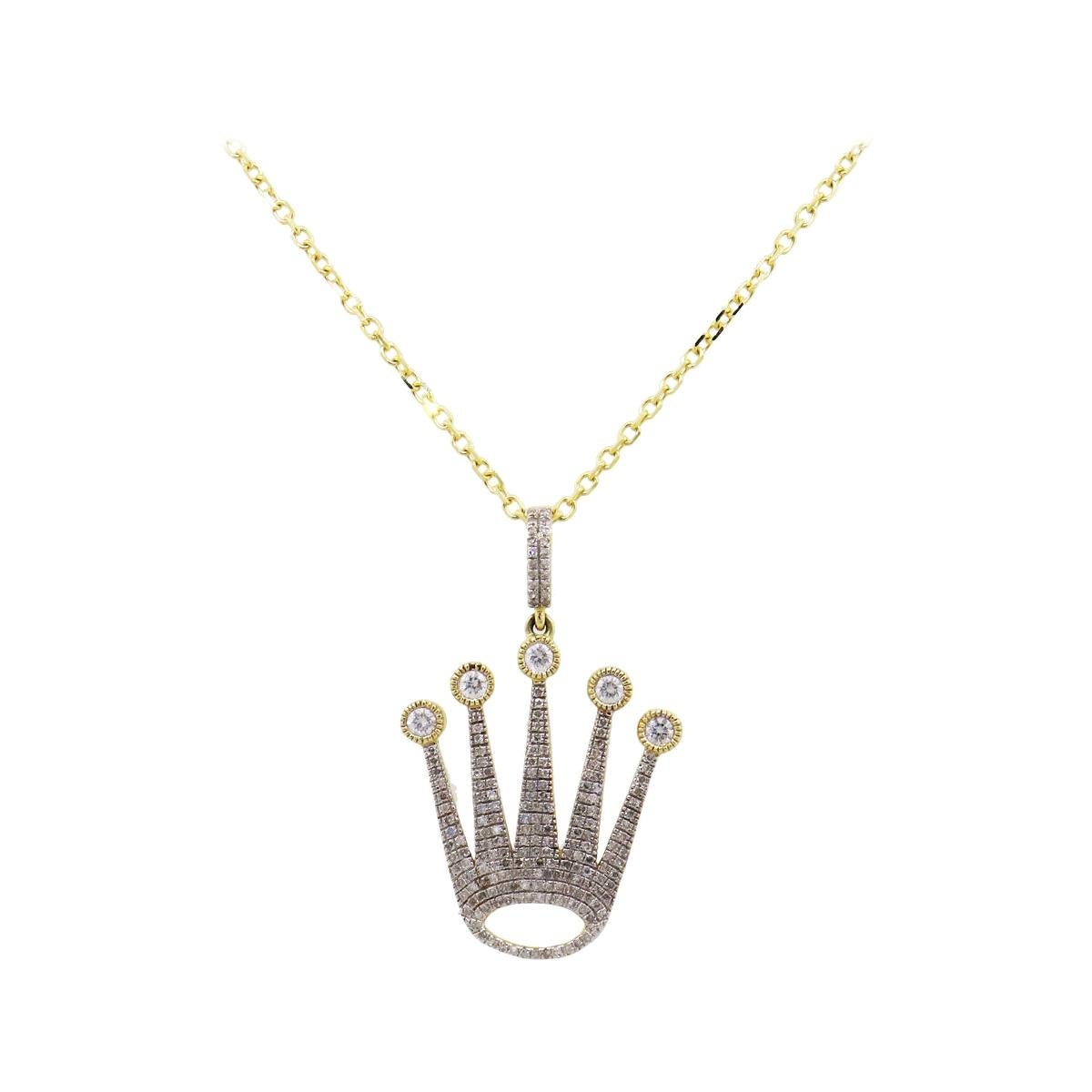 Diamond Crown Pendant Necklace