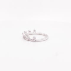 Diamond Crown Ring 1/4 Carat, 14k White or Yellow or Rose Gold, Stacking Band