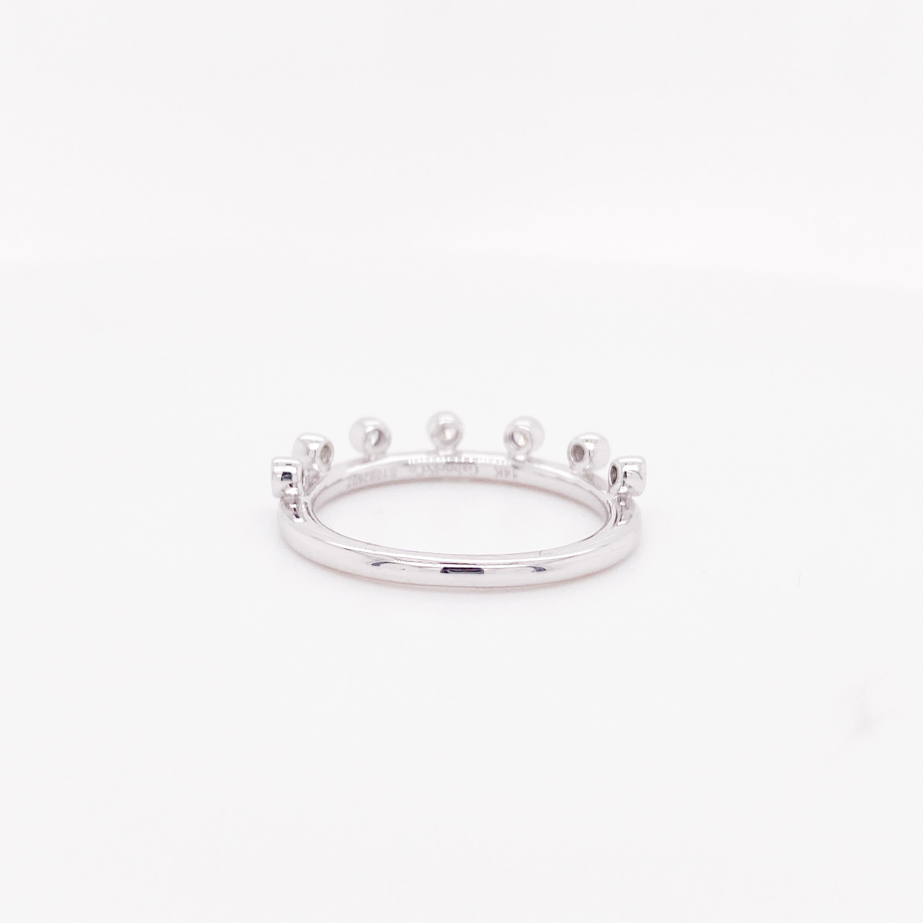 For Sale:  Diamond Crown Ring 1/4 Carat, 14k White or Yellow or Rose Gold, Stacking Band 3