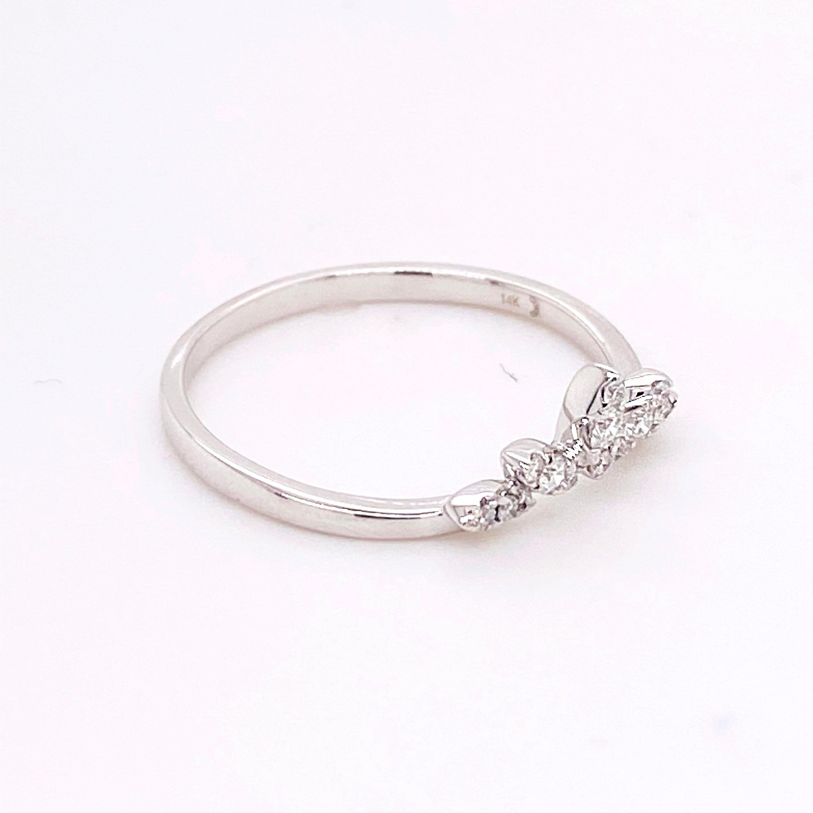 For Sale:  Diamond Crown Ring, 14 Karat White Gold Curved Band, Round, Marquise 4