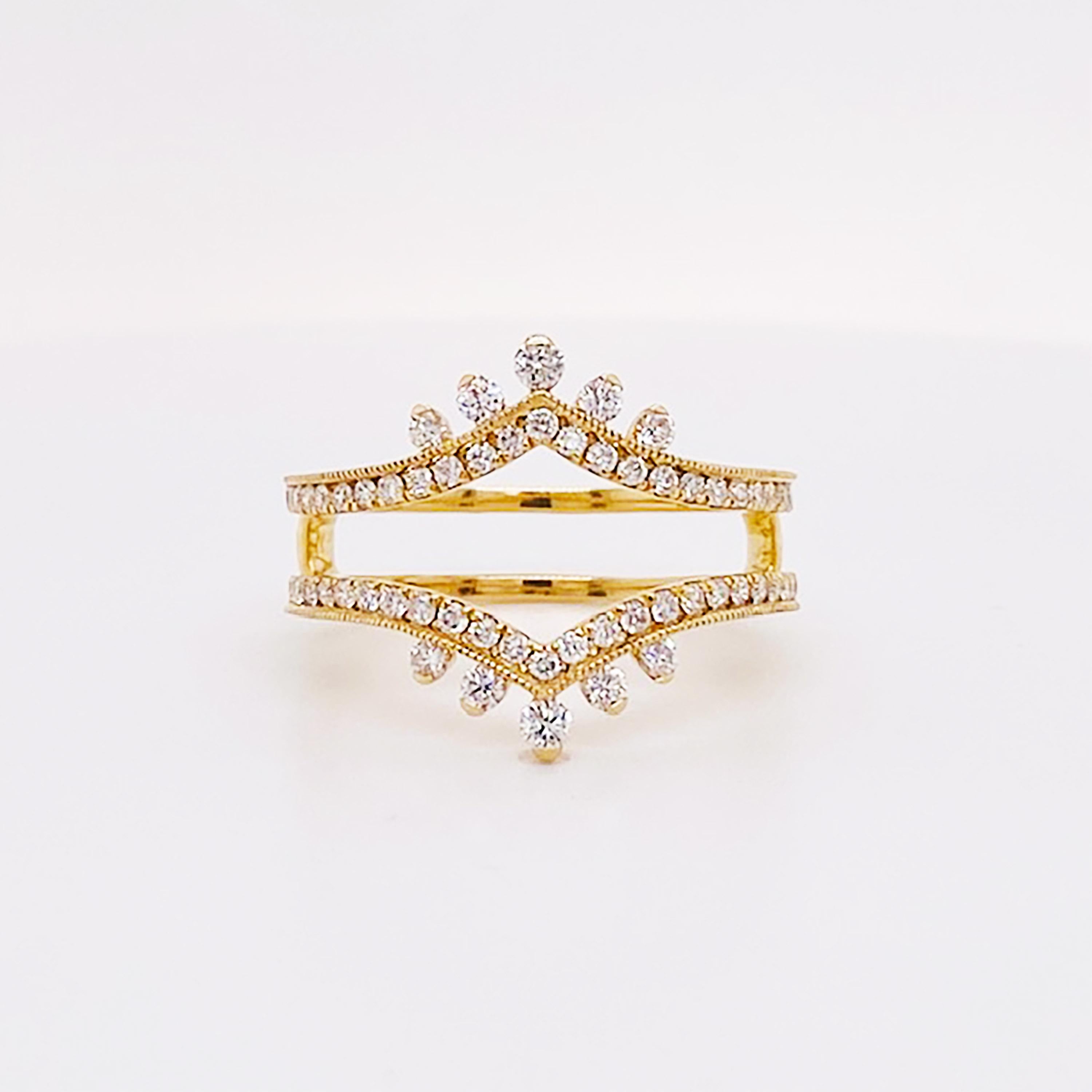 For Sale:  Diamond Crown Ring Enhancer 14K Gold .55 Carat Diamond Ring Guard Wedding Band 5
