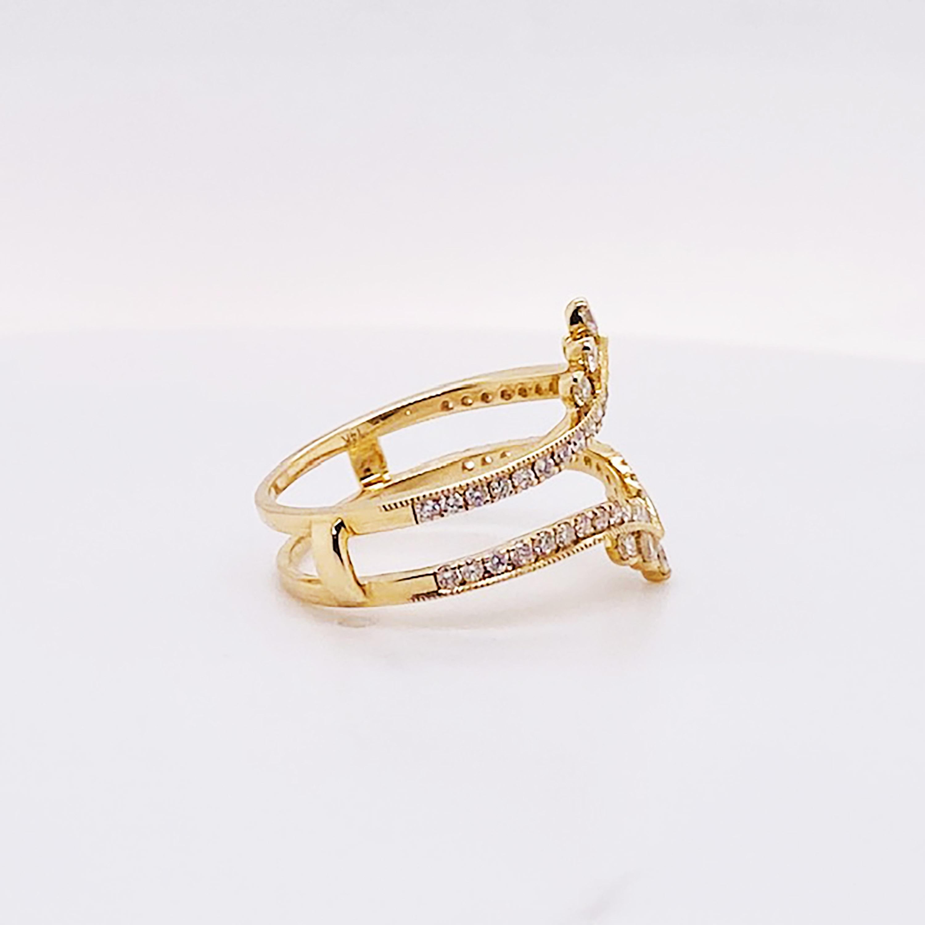 For Sale:  Diamond Crown Ring Enhancer 14K Gold .55 Carat Diamond Ring Guard Wedding Band 6