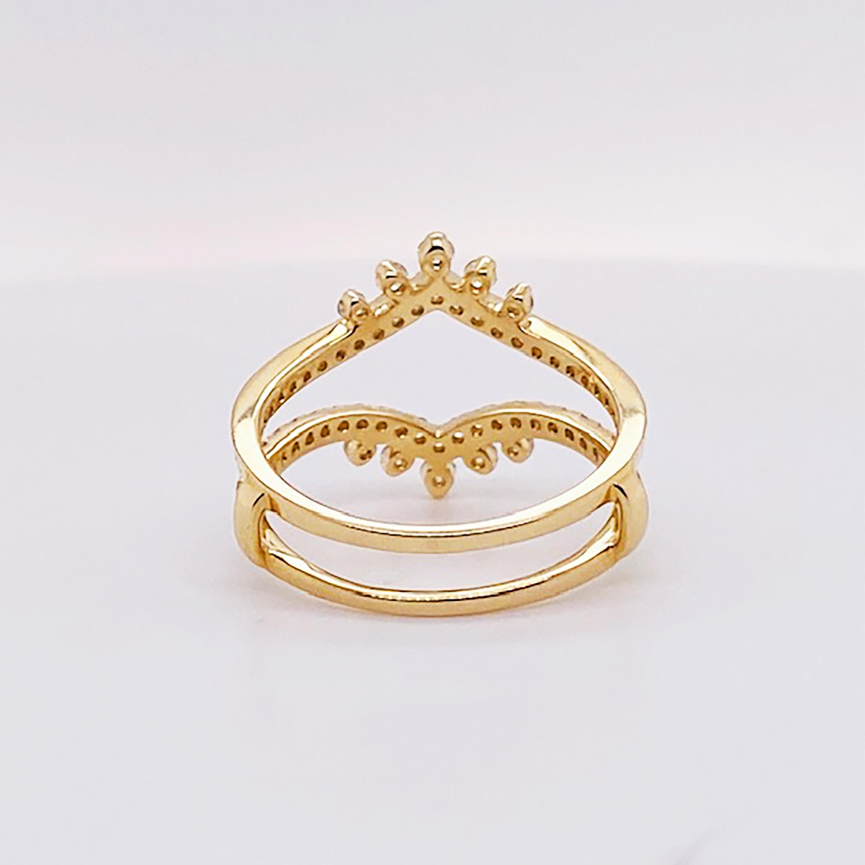 For Sale:  Diamond Crown Ring Enhancer 14K Gold .55 Carat Diamond Ring Guard Wedding Band 7
