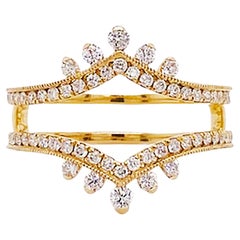 Diamond Crown Ring Enhancer 14K Gold .55 Carat Diamond Ring Guard Wedding Band
