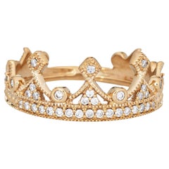 Diamond Crown Ring Estate 10k Yellow Gold Tiara Fine Jewelry