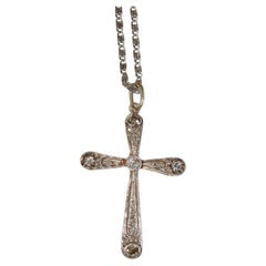 Belle Époque Diamond Crucifix Pendant Necklace
