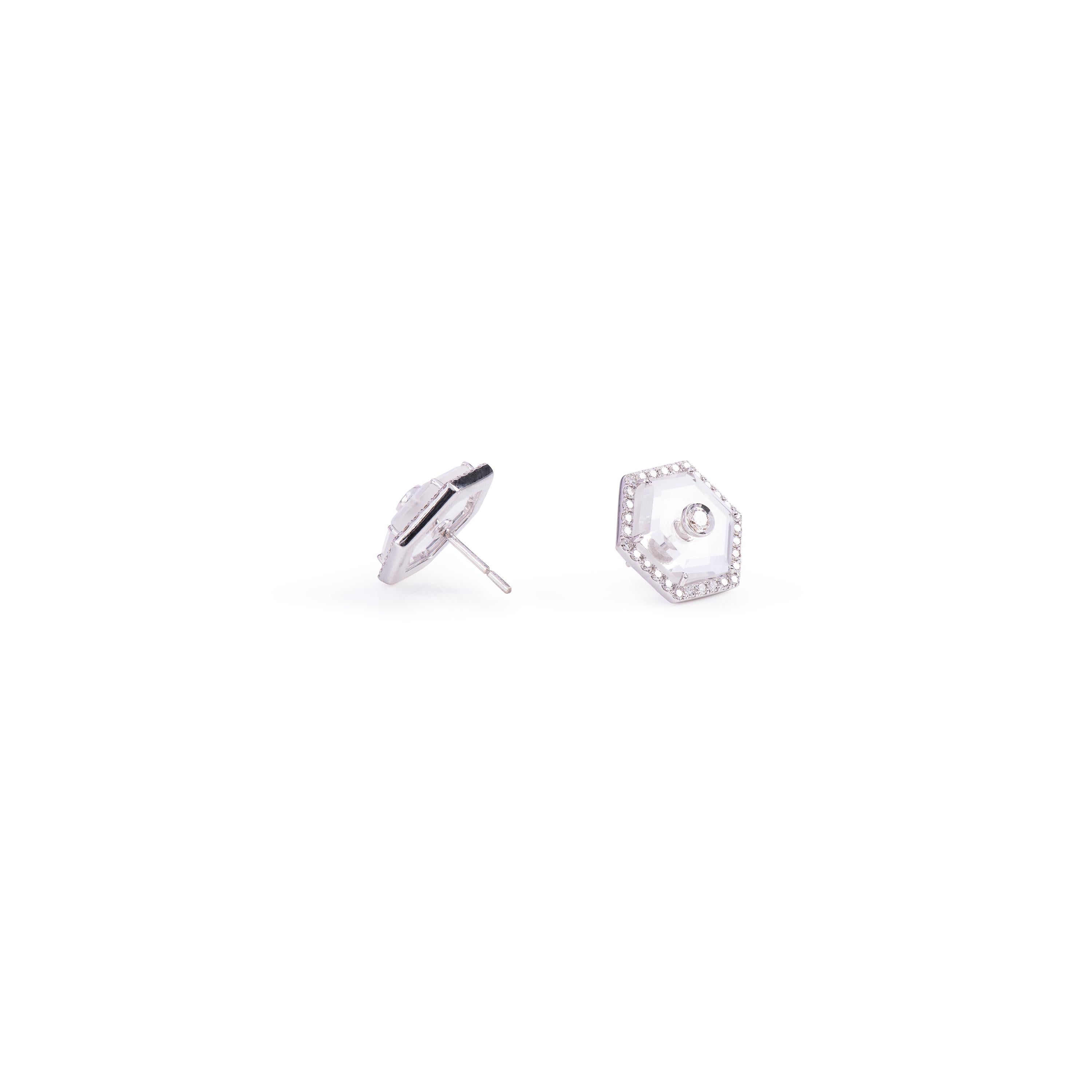 Round Cut Diamond Crystal Octagonal Eartops For Sale