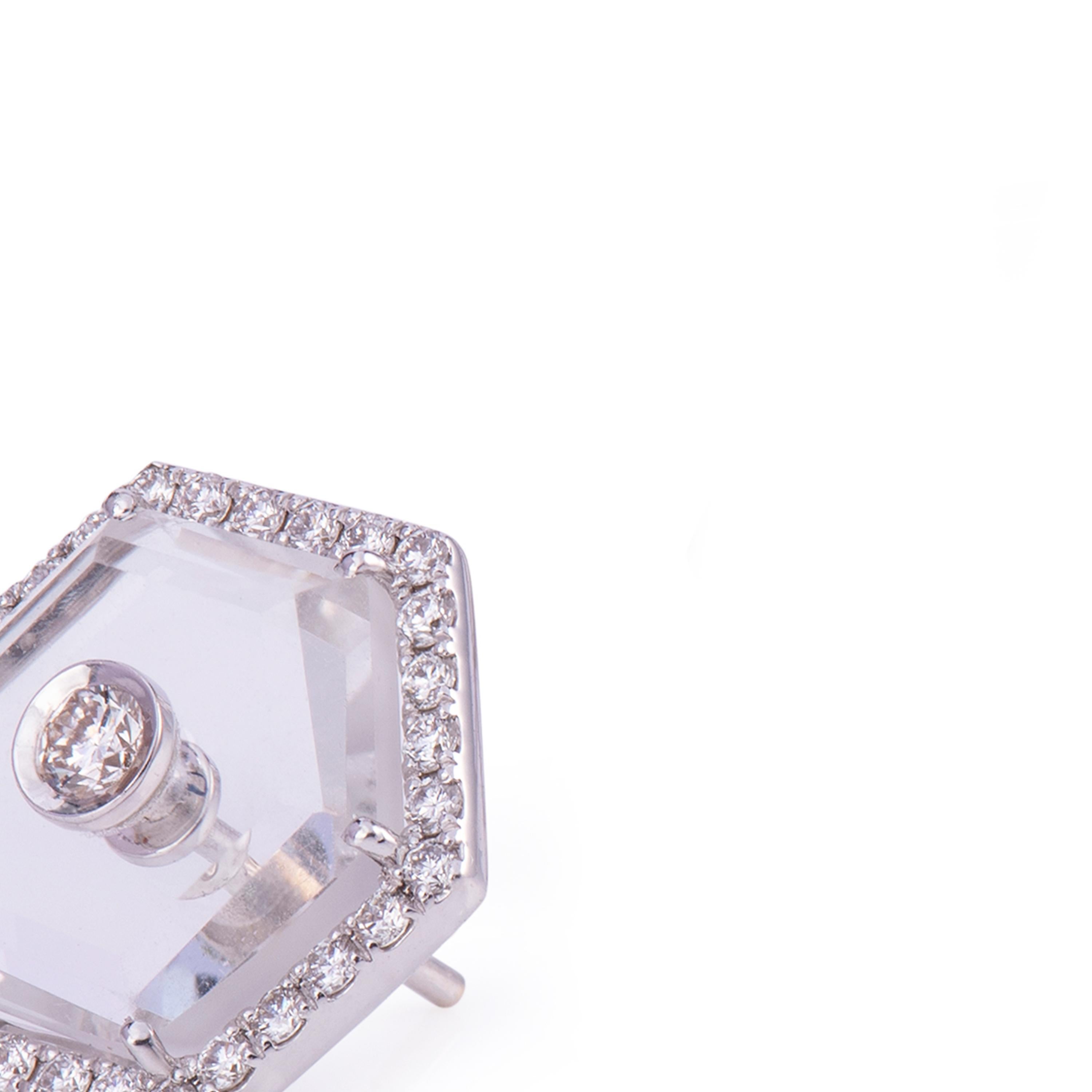 Diamond Crystal Octagonal Eartops For Sale 2