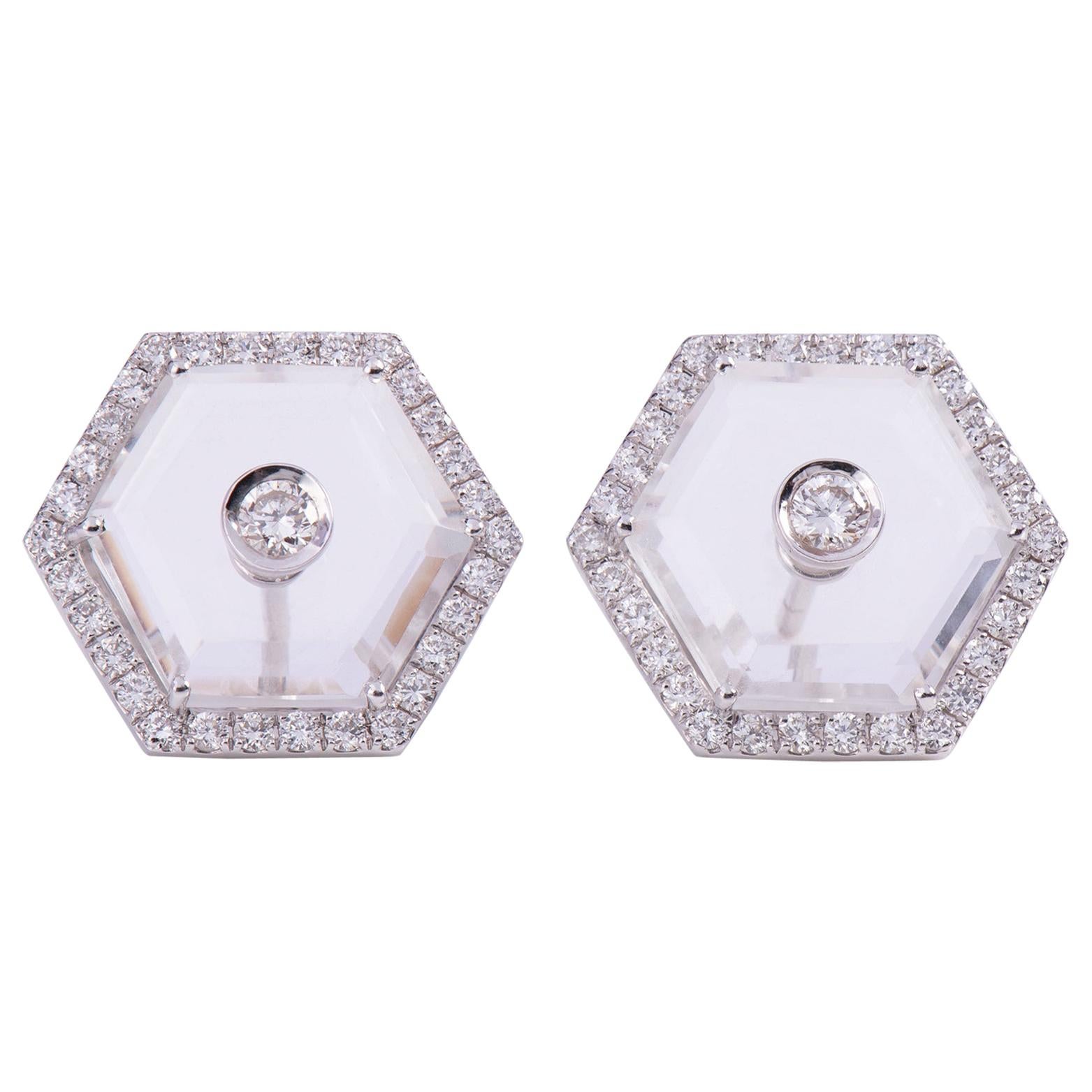 Diamond Crystal Octagonal Eartops For Sale