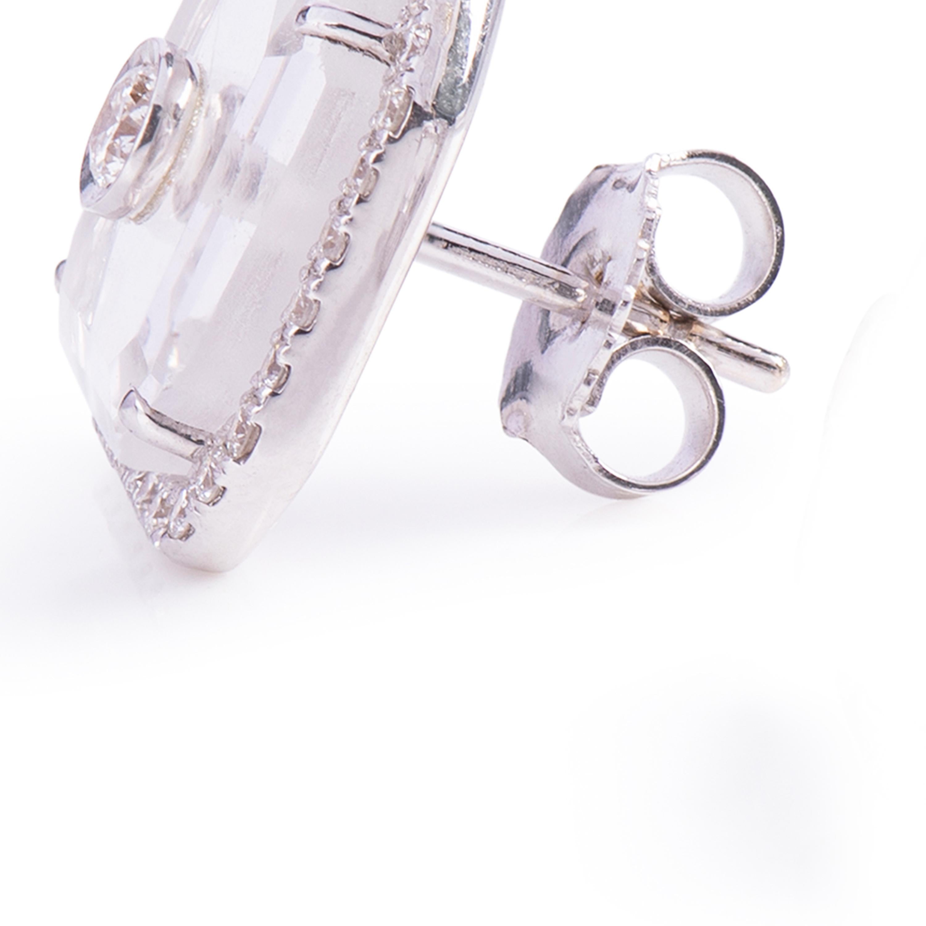 Diamond Crystal Square Eartops For Sale 1