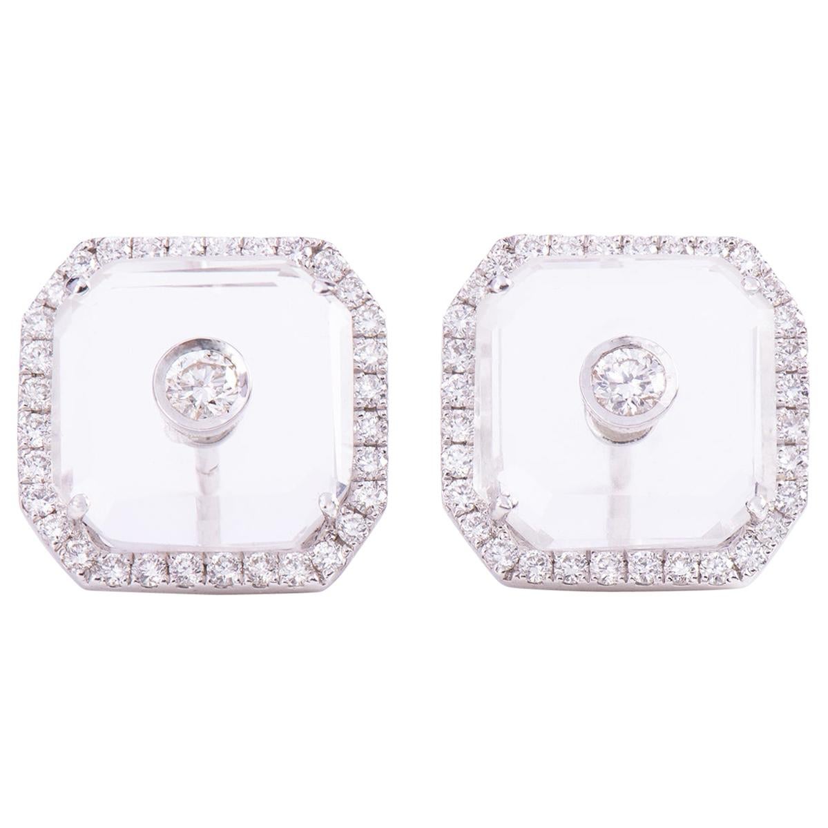 Diamond Crystal Square Eartops For Sale