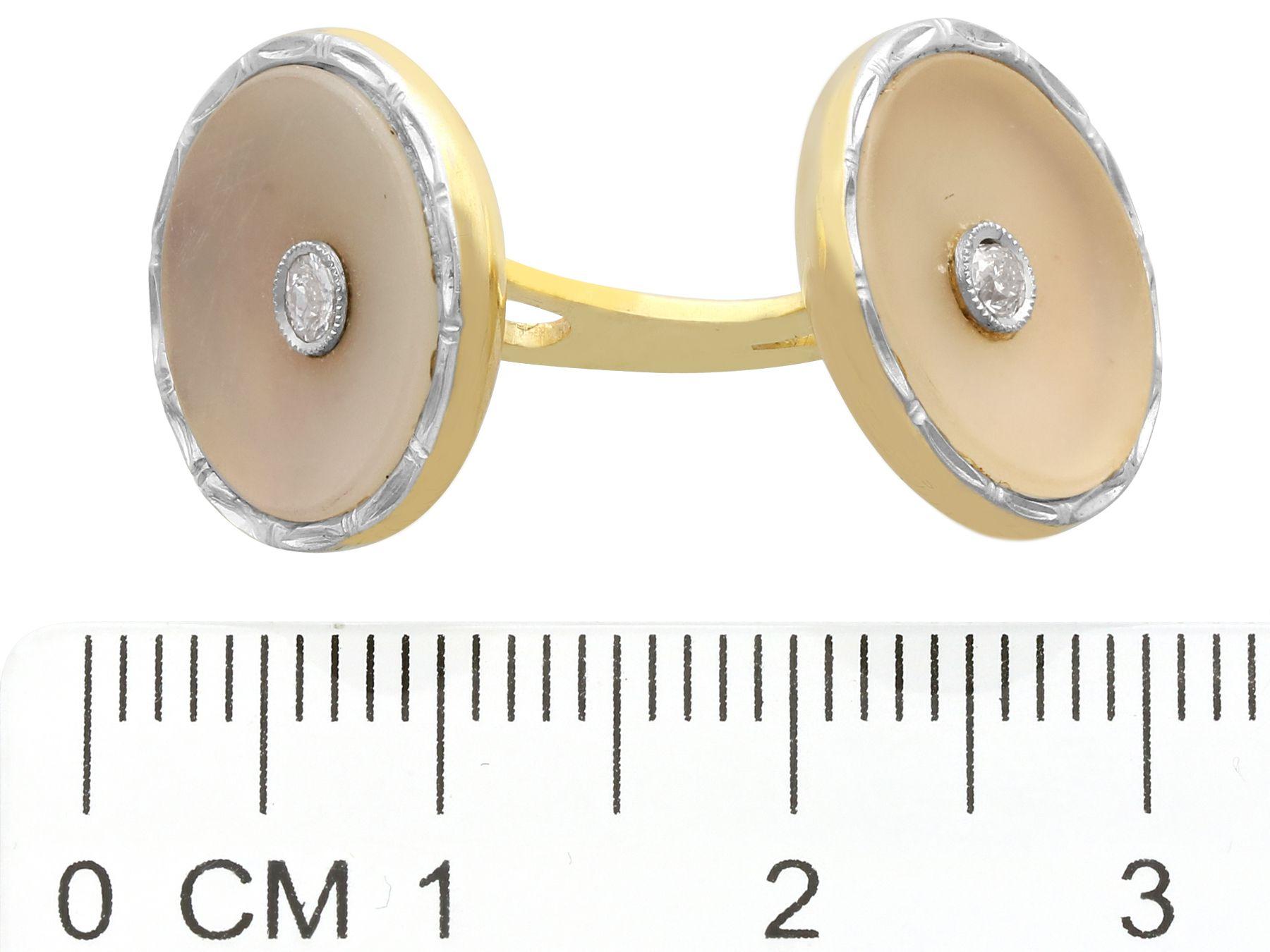 Diamond & Crystal Yellow Gold and Platinum Cufflink and Stud Set For Sale 3