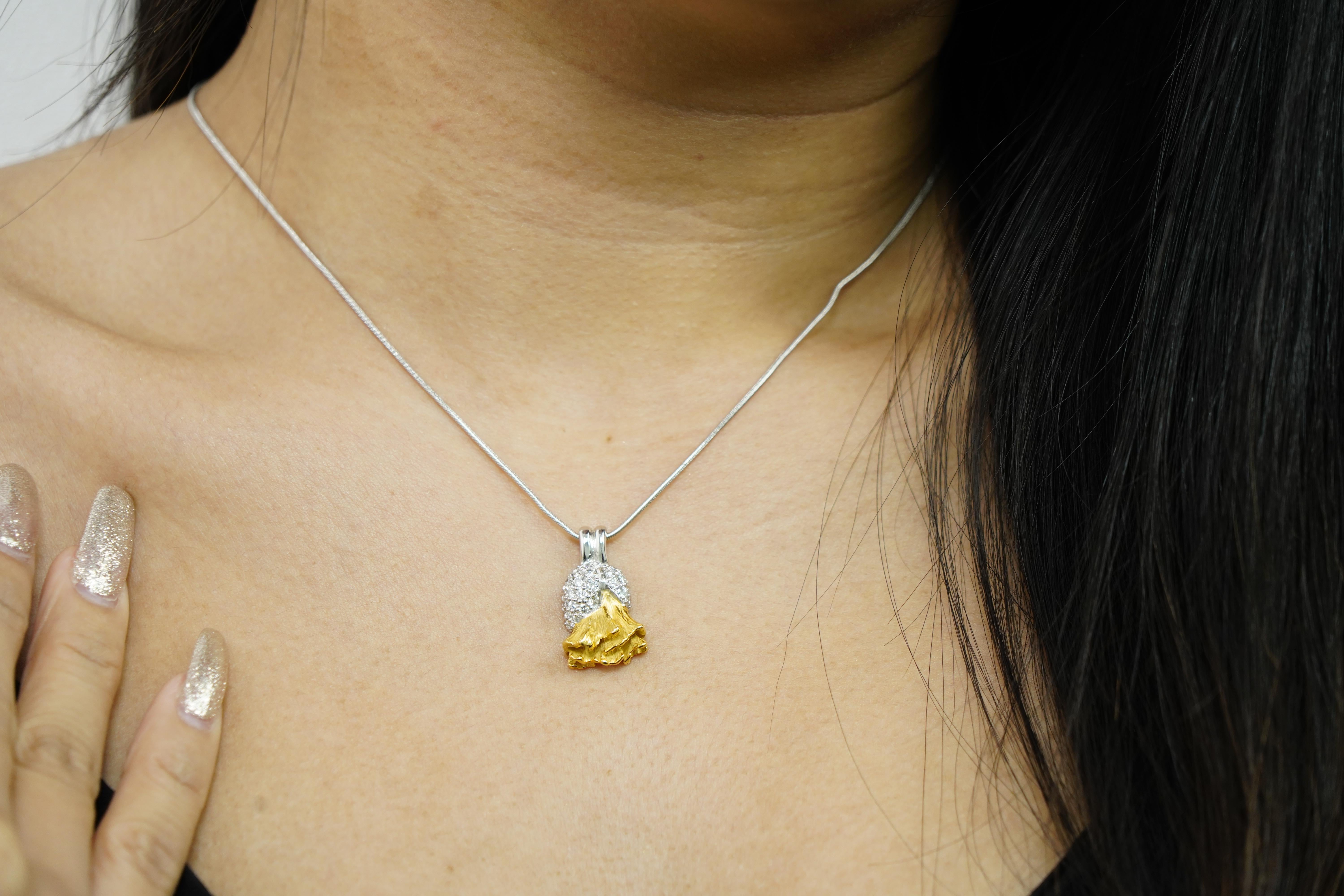 da uomo o donna Collana con diamanti da 0,68 carati e catena a serpente in oro bianco 18 carati in vendita