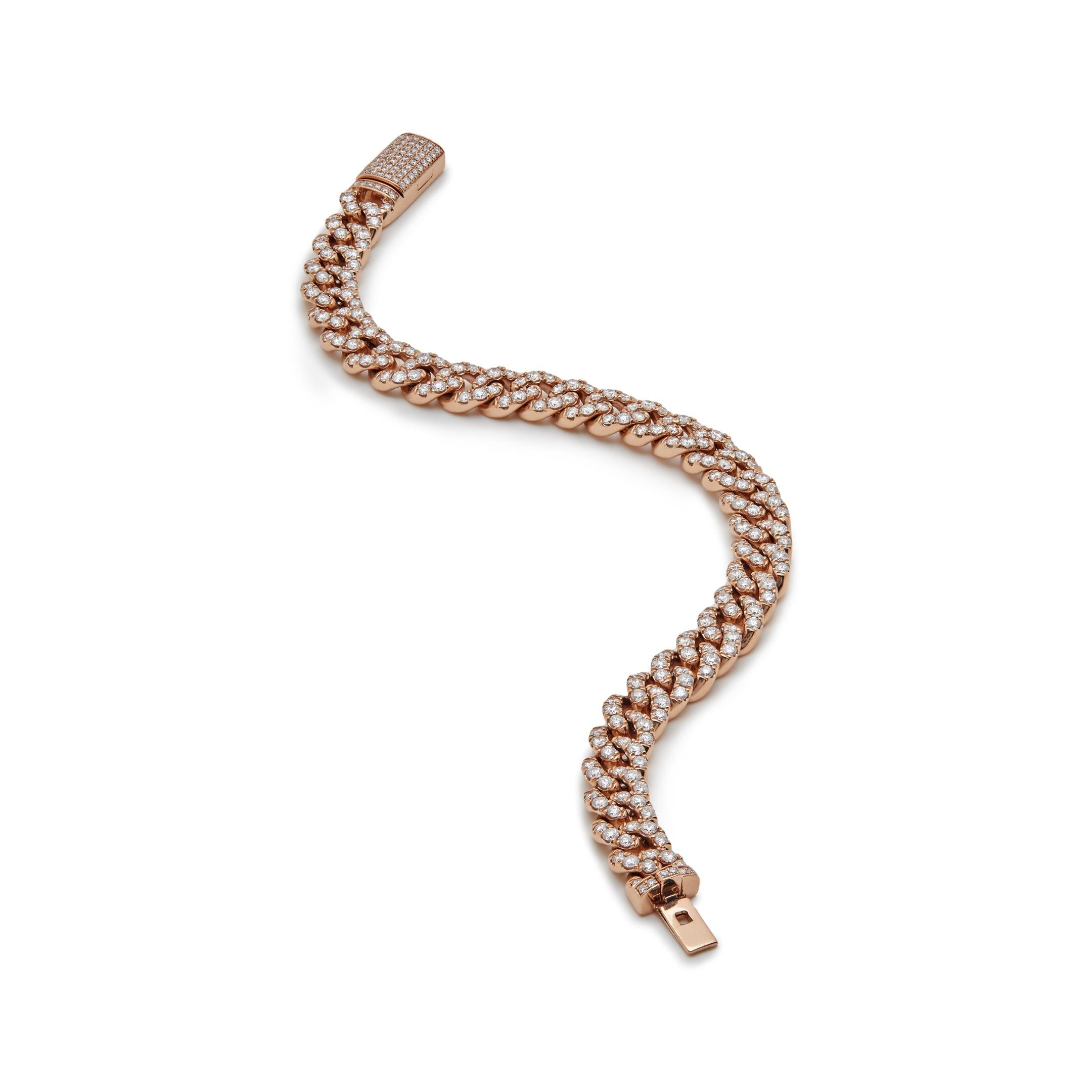 Round Cut Diamond Cuban Link Bracelet For Sale