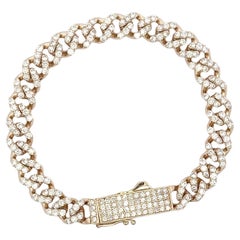 Diamant-Kubanisches Gliederarmband mit Diamantverschluss aus 14 Karat Gelbgold mit 4,89 Karat Diamanten