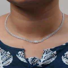 Diamond Cuban Link Chain 14k White Gold Fine Necklace Jewelry