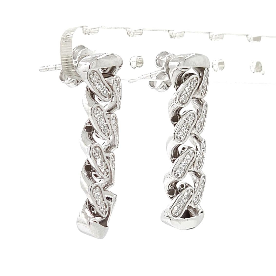 0.34Ct Diamond Cuban Link Dangle Earrings in 18K White Gold In New Condition For Sale In Hong Kong, HK