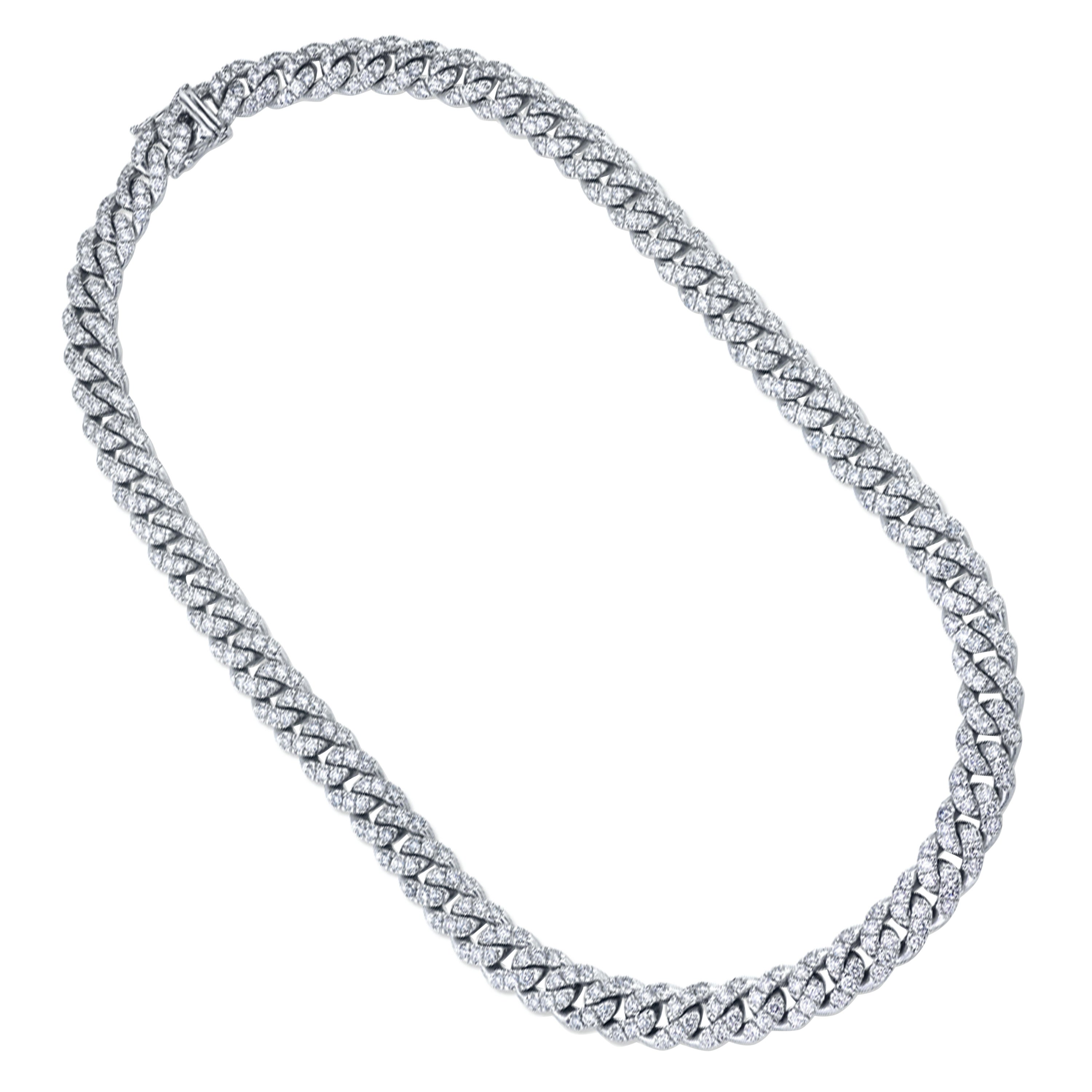 Diamant-Diamant-Kubanische Gliederkette, 70 Karat weiße Diamanten, 500 Gramm Gold im Angebot