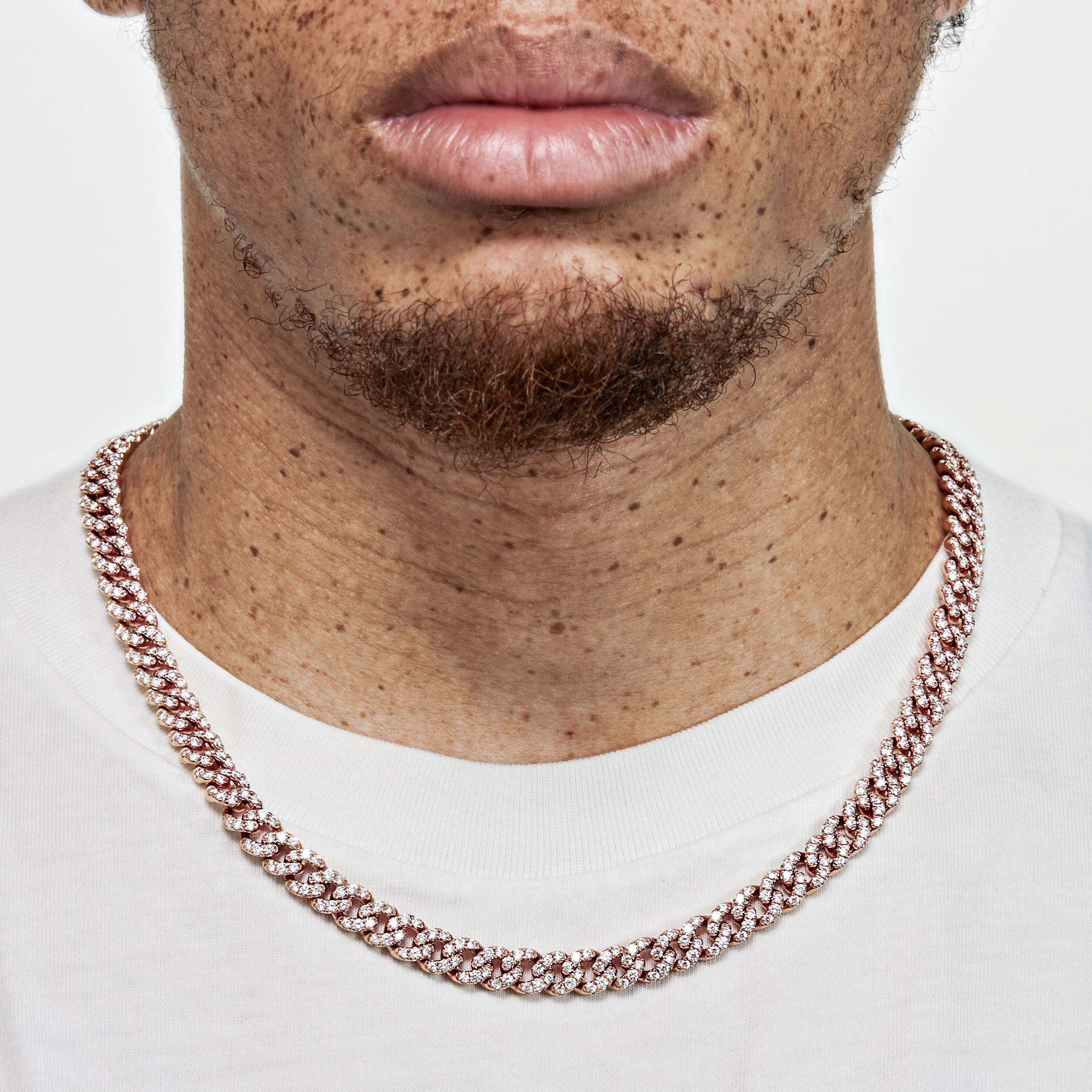 Pear Cut Diamond Cuban Link Necklace For Sale