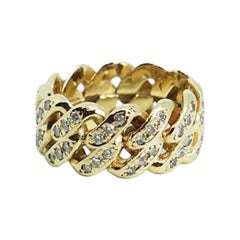 Diamond Cuban Link Ring, White Gold