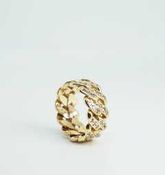 Diamond Cuban Link Ring, Yellow Gold