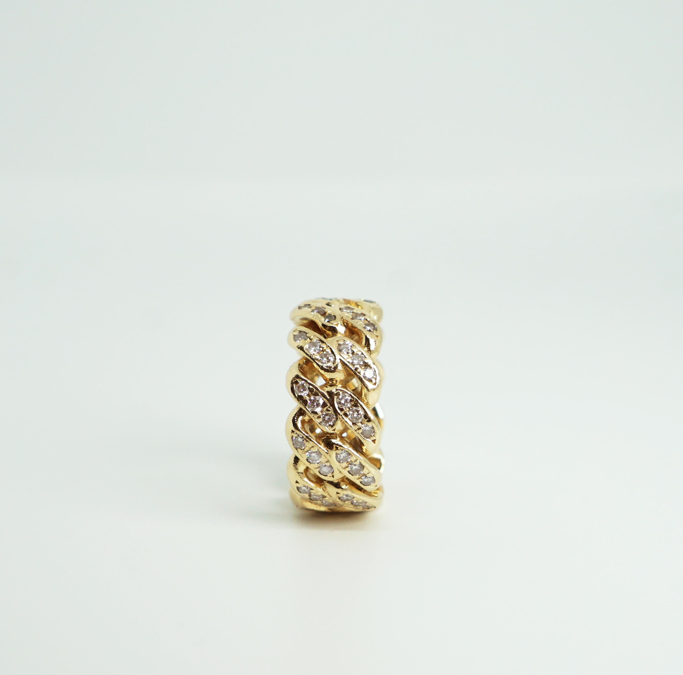 Diamant-Diamant-Kubanischer Gliederring, Gelbgold (Brillantschliff) im Angebot