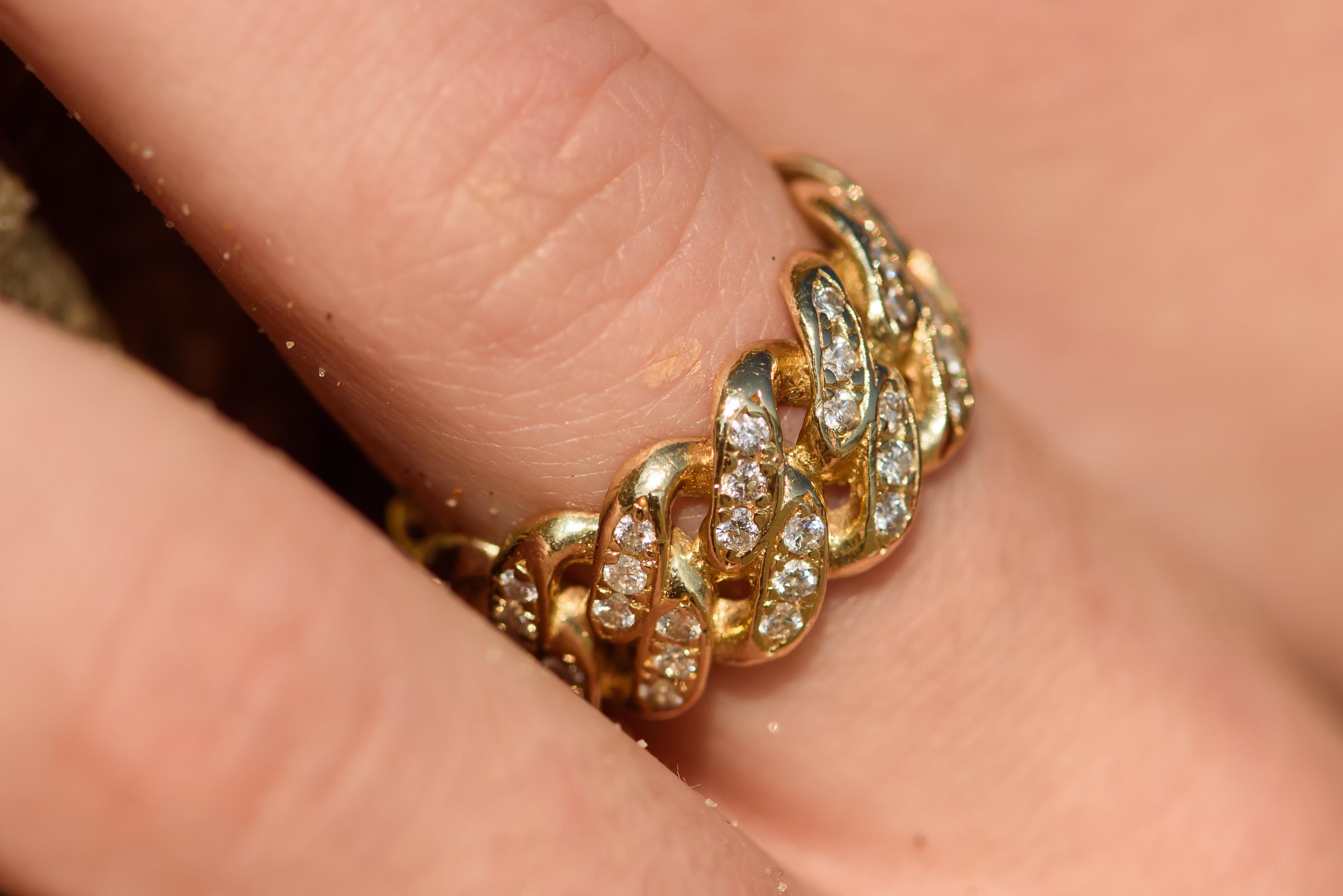 Diamant-Diamant-Kubanischer Gliederring, Gelbgold im Zustand „Neu“ im Angebot in New York, NY