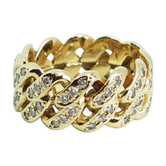 Diamond Cuban Link Ring, Yellow Gold
