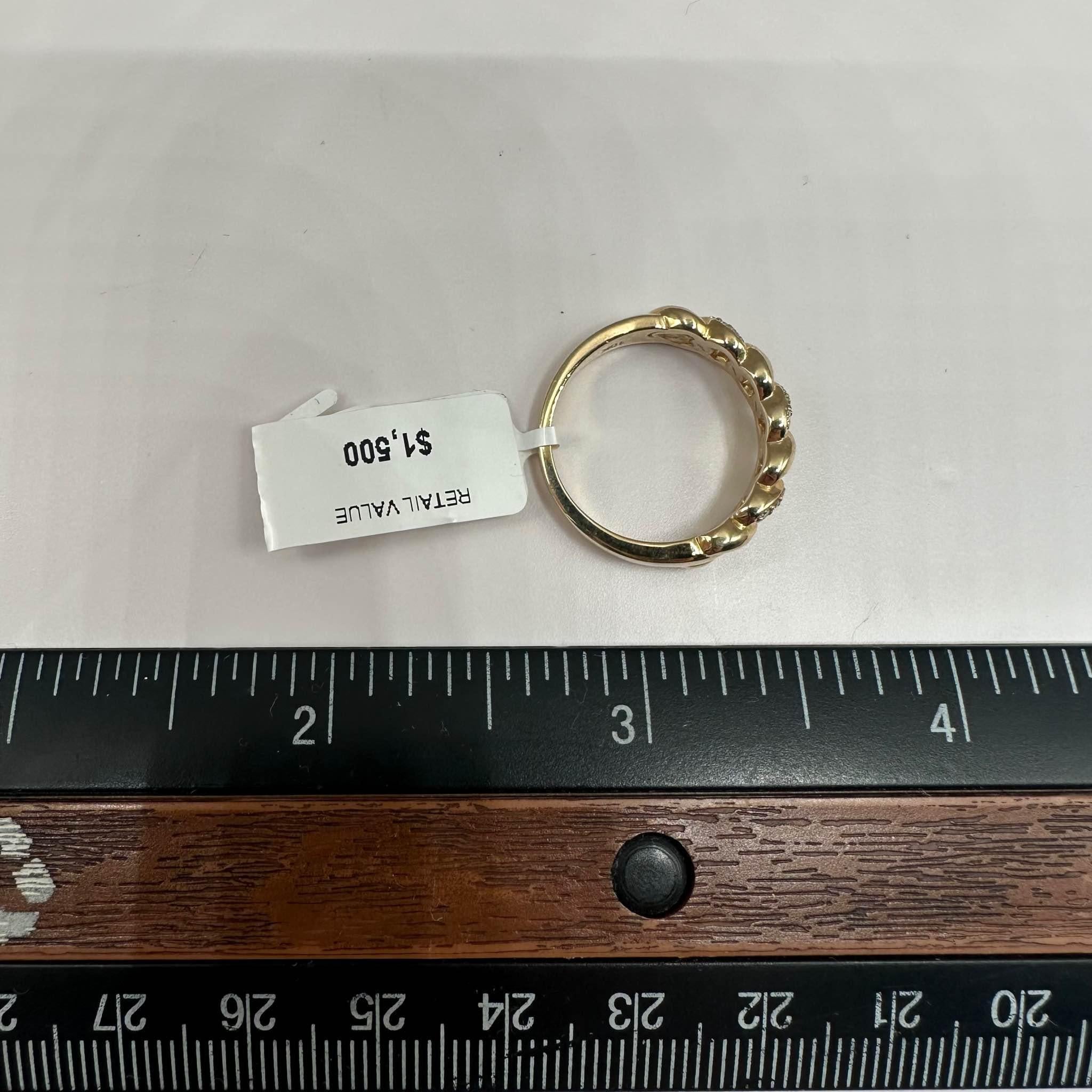Bague cubaine en or jaune 10 carats - 0,09 ctw GH I1 diamants, taille 7 Unisexe en vente