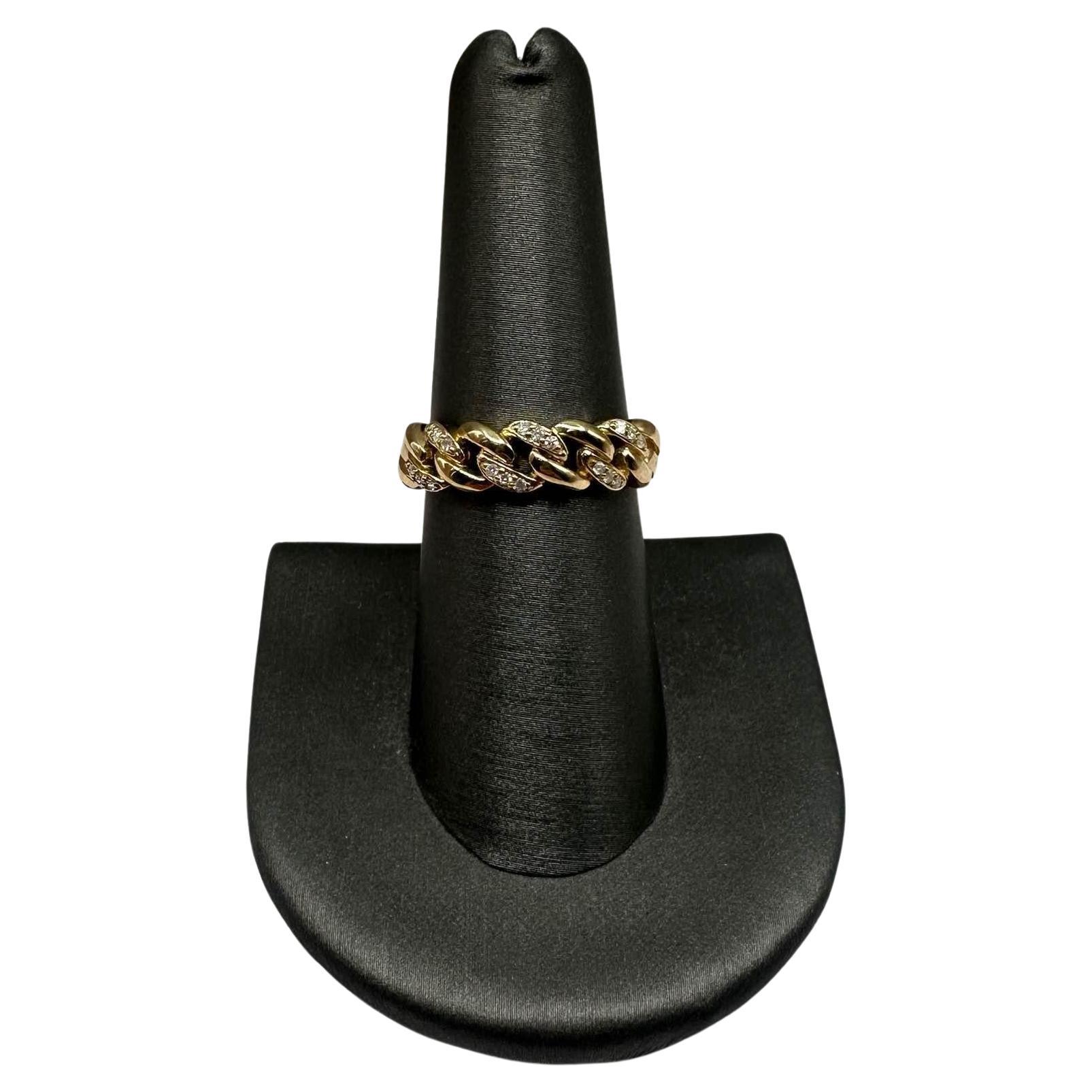 Diamant-Kubanischer Diamantring aus 10 Karat Gelbgold - 0,09 Karat GH I1 Diamanten, Größe 7