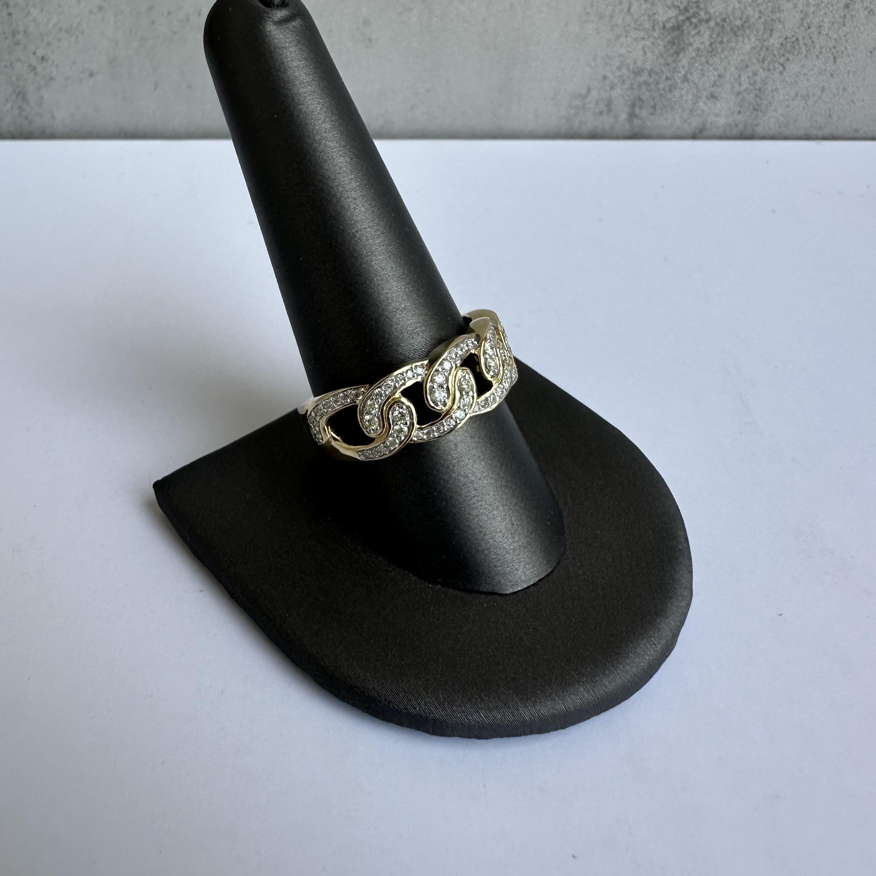 Enhance your jewelry collection with this exquisite Diamond Cuban Ring in 10kt Yellow Gold. Featuring 0.50 carats of HI SI natural diamonds, this ring combines timeless beauty with modern elegance, perfect for any occasion.
Craftsmanship and