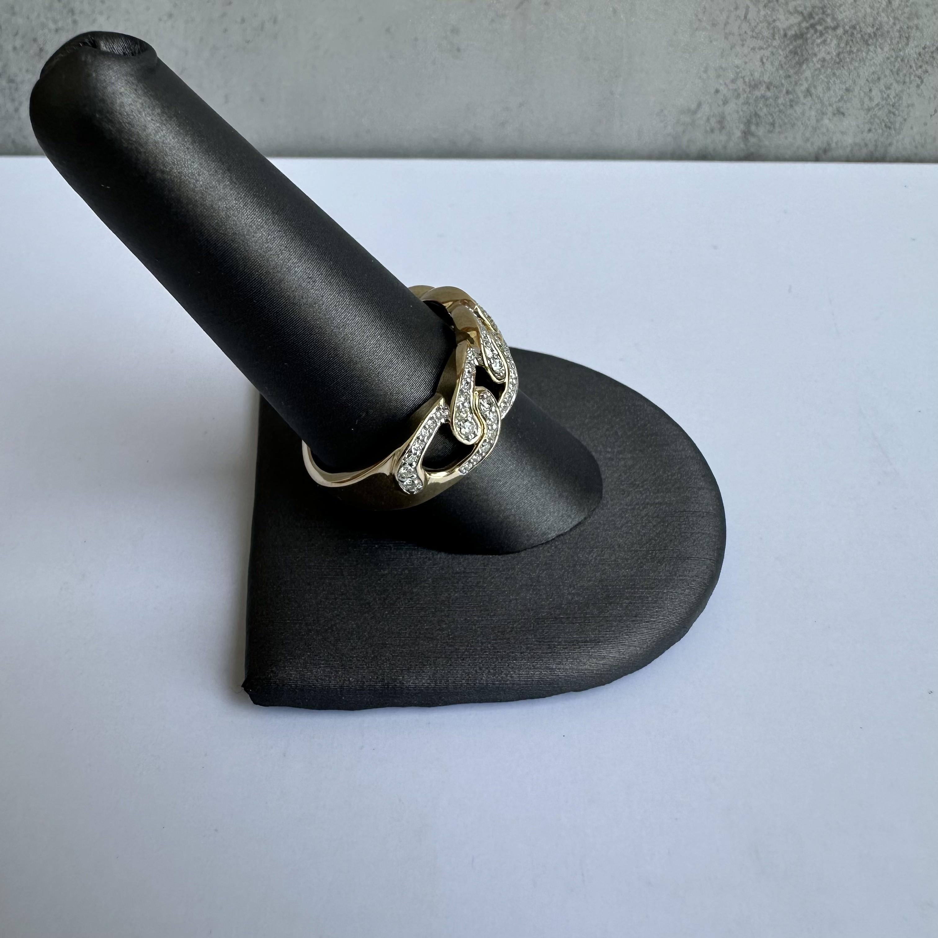 Modern Diamond Cuban Ring in 10kt Yellow Gold  -0.50ctw Diamonds, Size 10, New For Sale