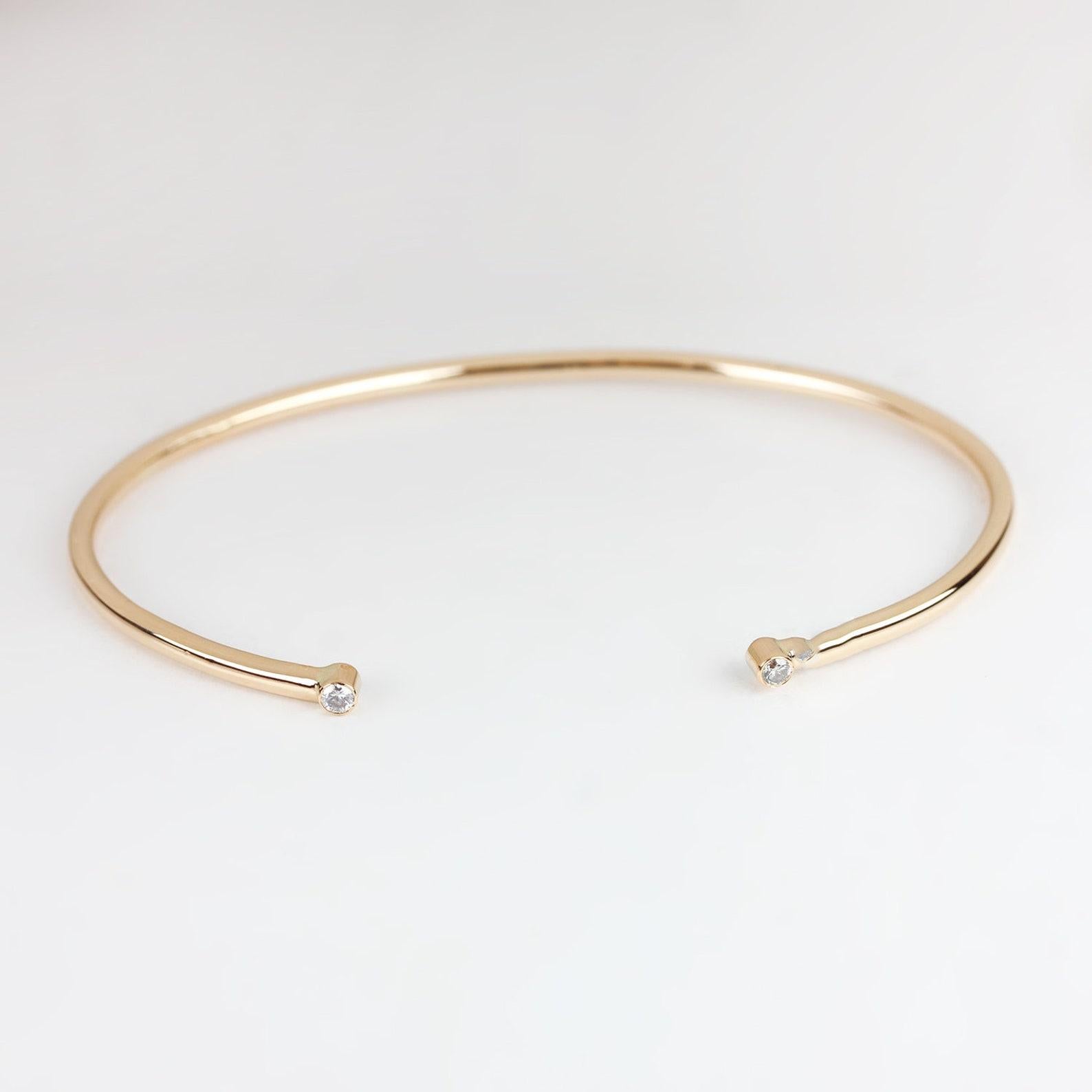 Art Deco Diamond Cuff Bangle Bracelet 14k Yellow Gold Fine Jewelry Unique Gift For Women For Sale
