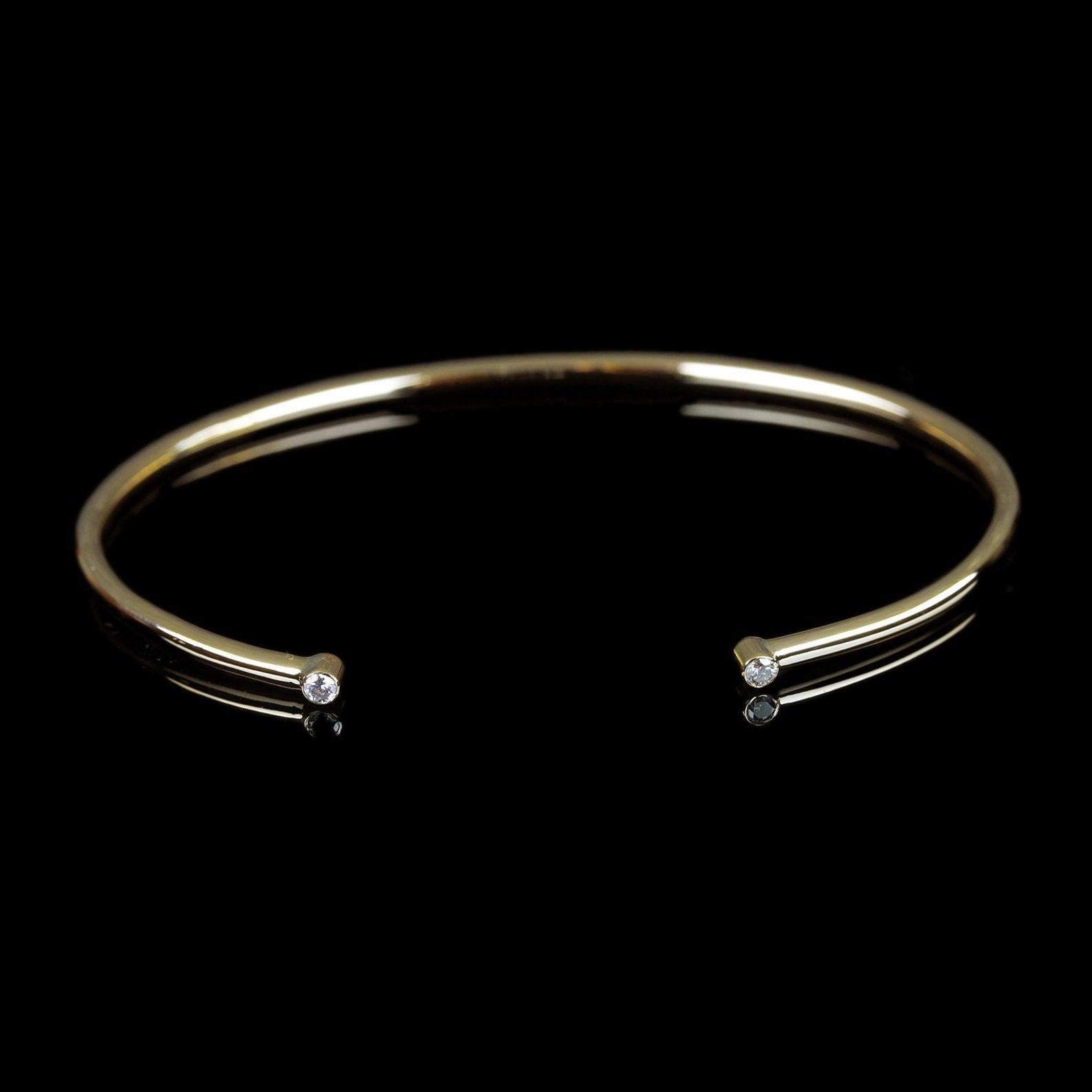 Diamond Cuff Bangle Bracelet 14k Yellow Gold Fine Jewelry Unique Gift For Women In New Condition For Sale In Chicago, IL