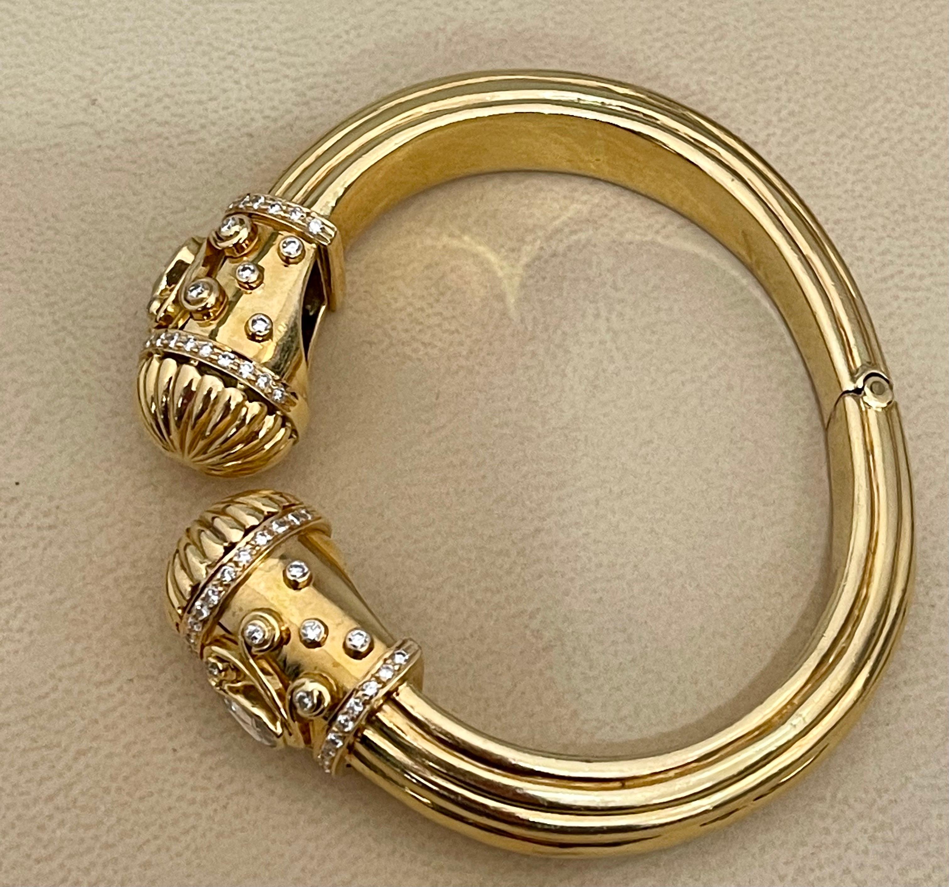 Diamond Cuff Bangle Bracelet 18 Karat Yellow Gold 59 Gram 1